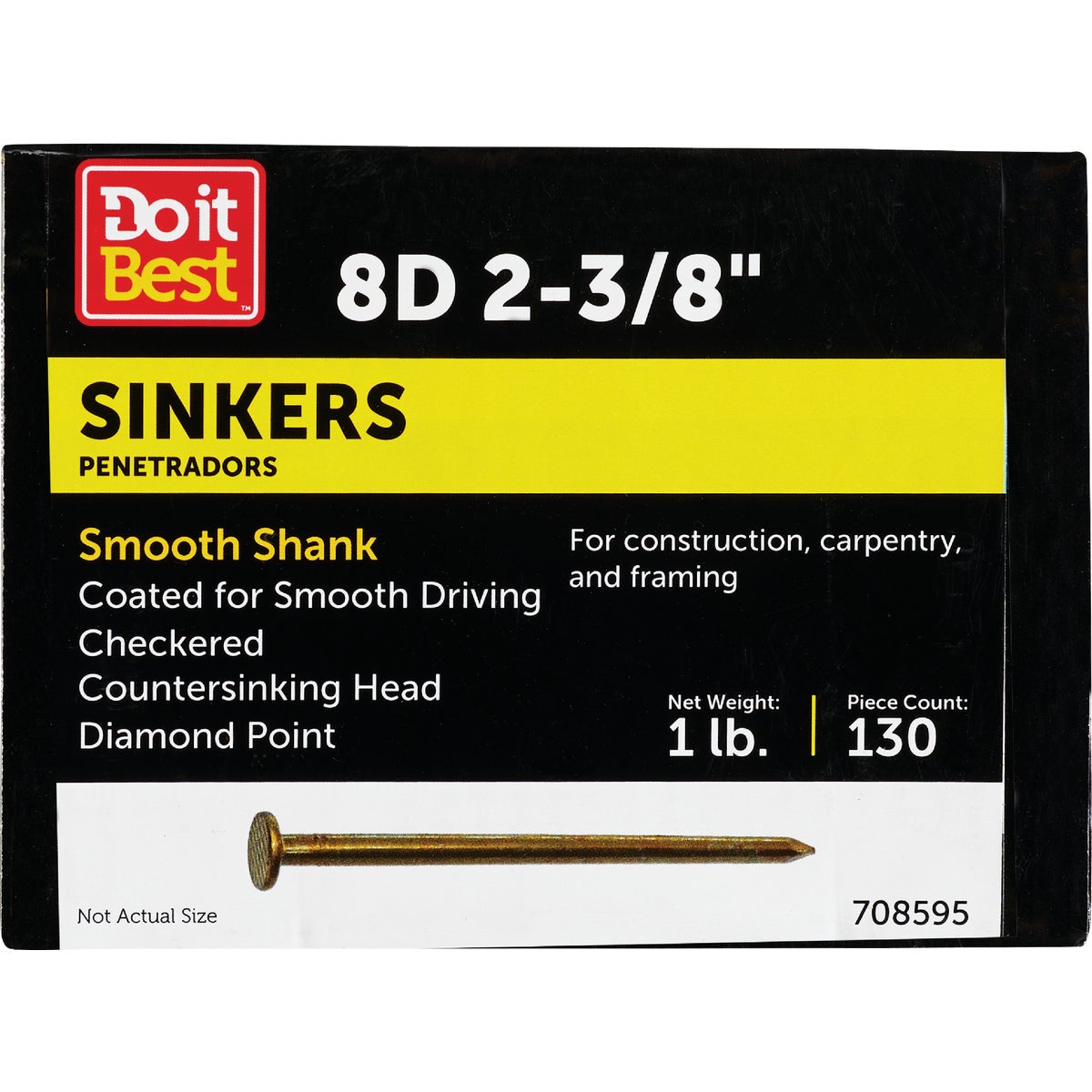 Do it 8d x 2-3/8 In. 11-1/2ga Coated Sinker Framing Nails (153-Count, 1 Lb.) Image 1