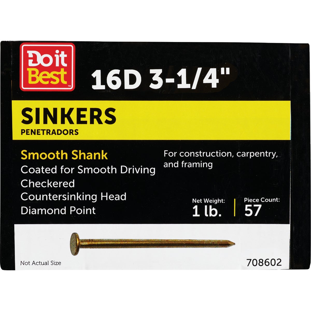 Do it 16d x 3-1/4 In. 9 ga Coated Sinker Framing Nails (64-Count, 1Lb.) Image 1