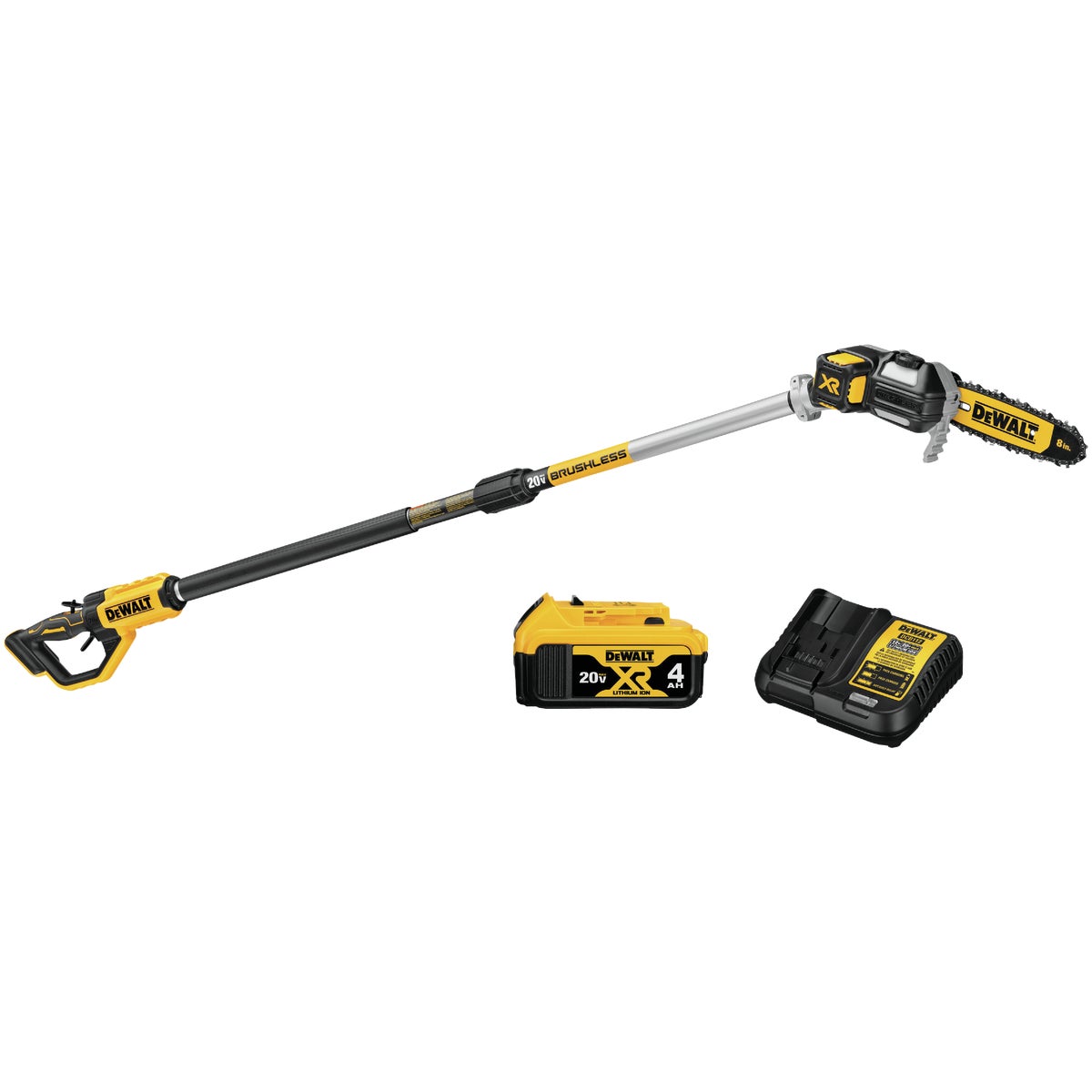 DEWALT 20V MAX XR 8 In. Brushless Cordless Pole Saw Kit with 5.0 Ah Battery & Charger