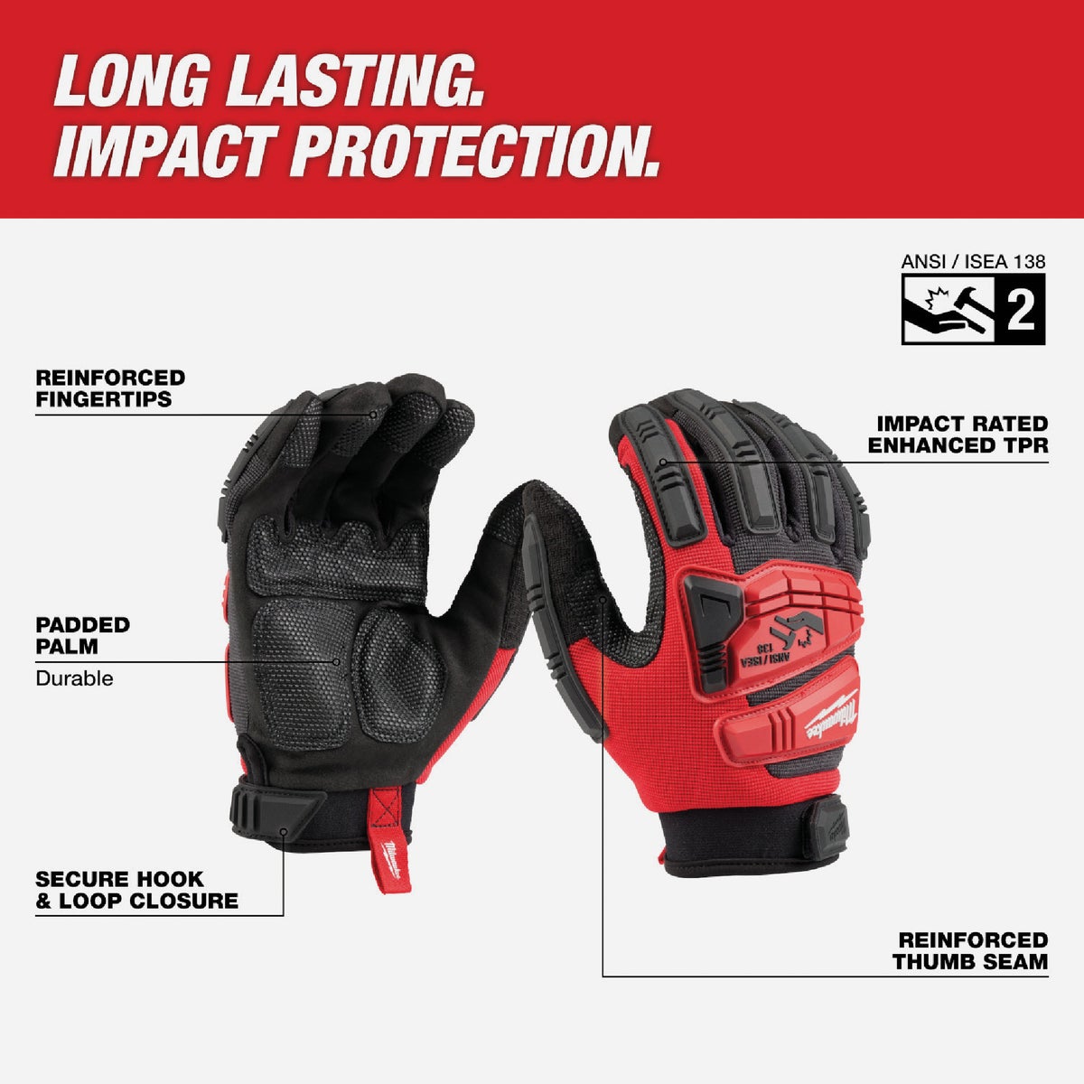 Milwaukee Unisex Large Synthetic Leather Impact Demolition Glove Image 2