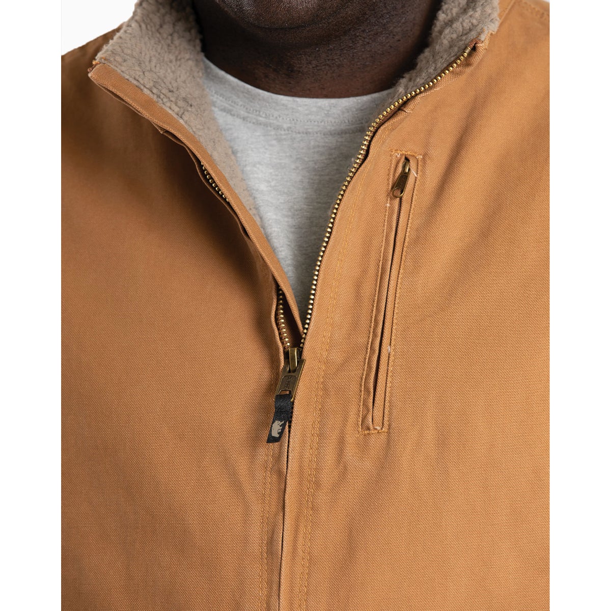 Berne Heartland Men's Medium Brown Sherpa-Lined Washed Duck Vest Image 2