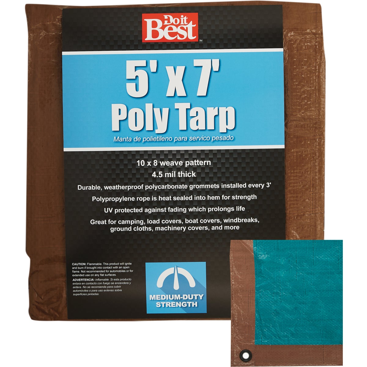 Do it Best 1 Side Green/1 Side Brown Woven 5 Ft. x 7 Ft. Medium Duty Poly Tarp Image 1