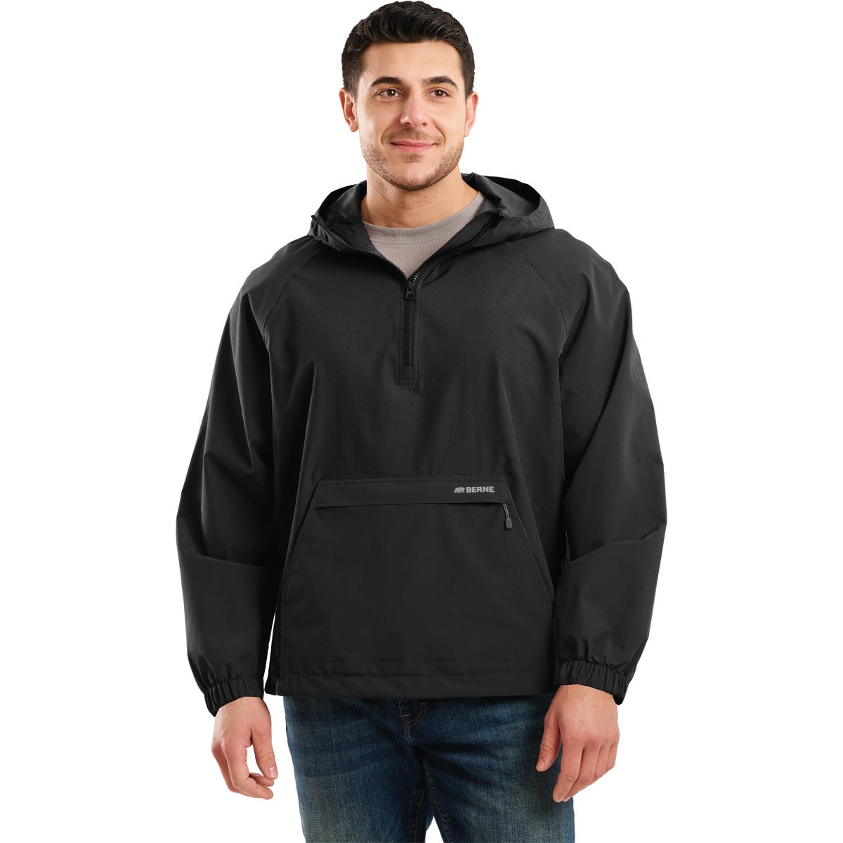 Berne Weather Warrior Men's XL Black Packable Rain Jacket