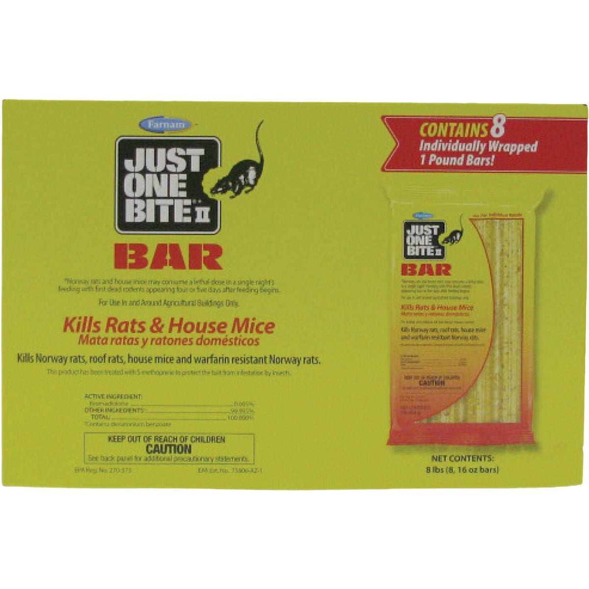 Just One Bite II 1 Lb. Rat & Mouse Poison Bar (8-Pack)