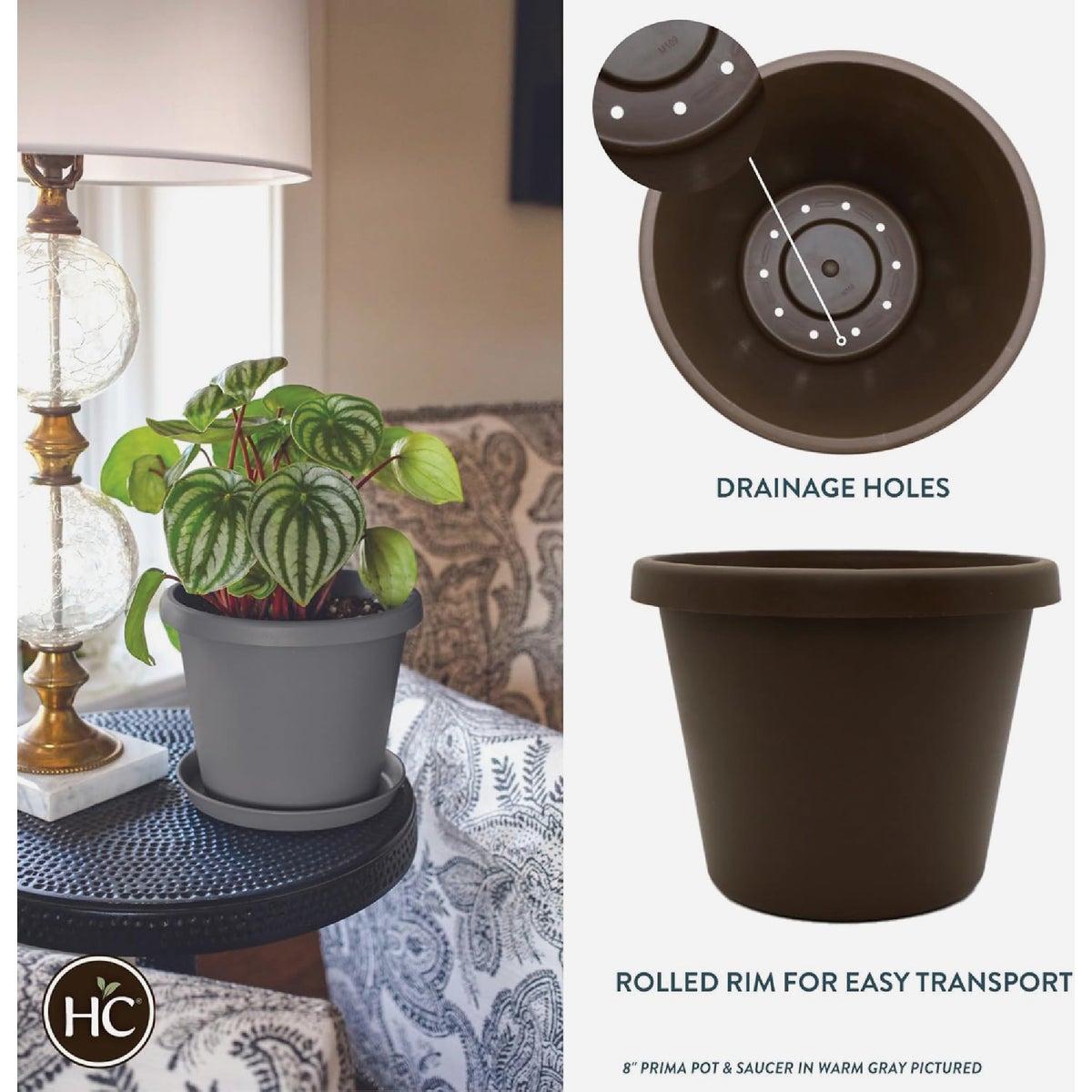 HC Companies 6 In. Warm Gray Classic Planter Image 2