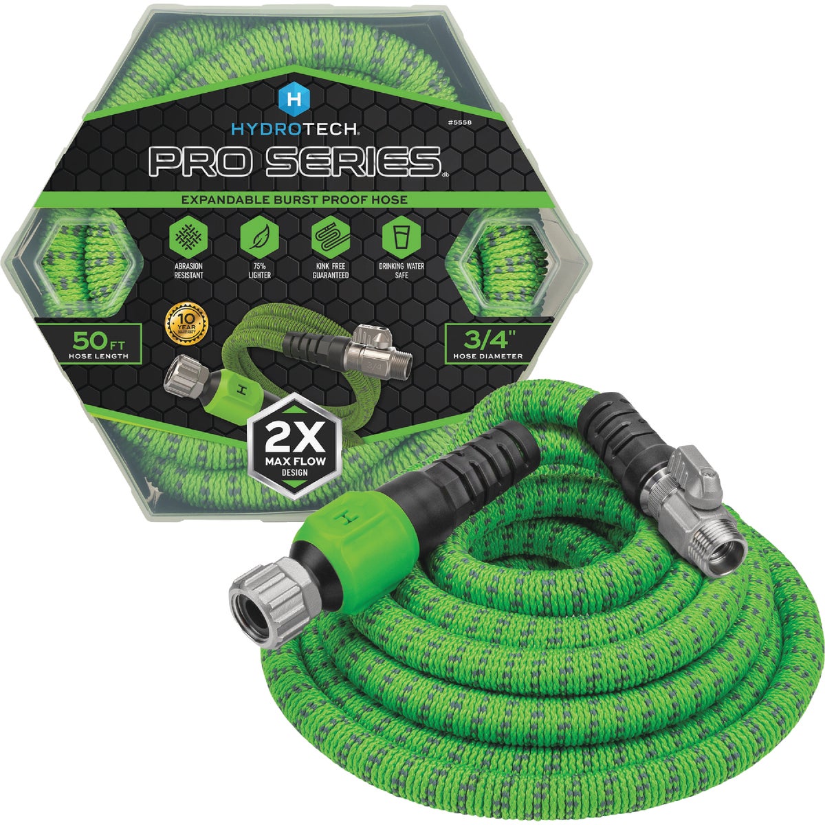 Hydrotech 3/4 In. Dia. x 50 Ft. Green Expandable Burst Proof Hose