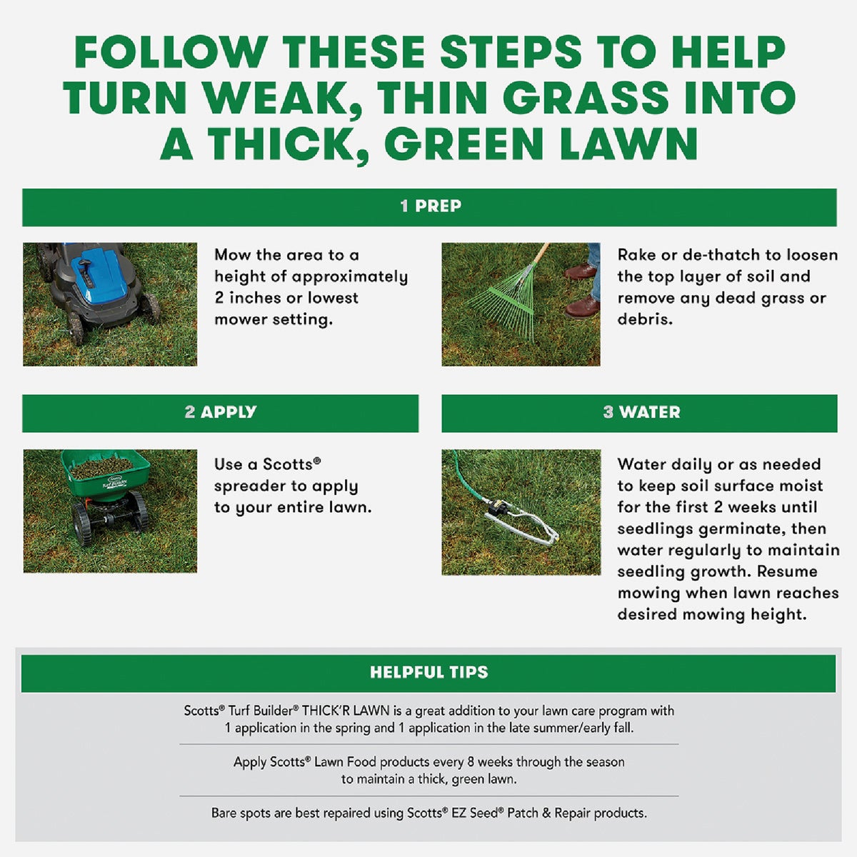 Scotts Turf Builder Thick'R Lawn 12 Lb. 1200 Sq. Ft. Patch & Repair For Bermudagrass Grass Seed, Fertilizer, and Soil Improver Combination Image 3