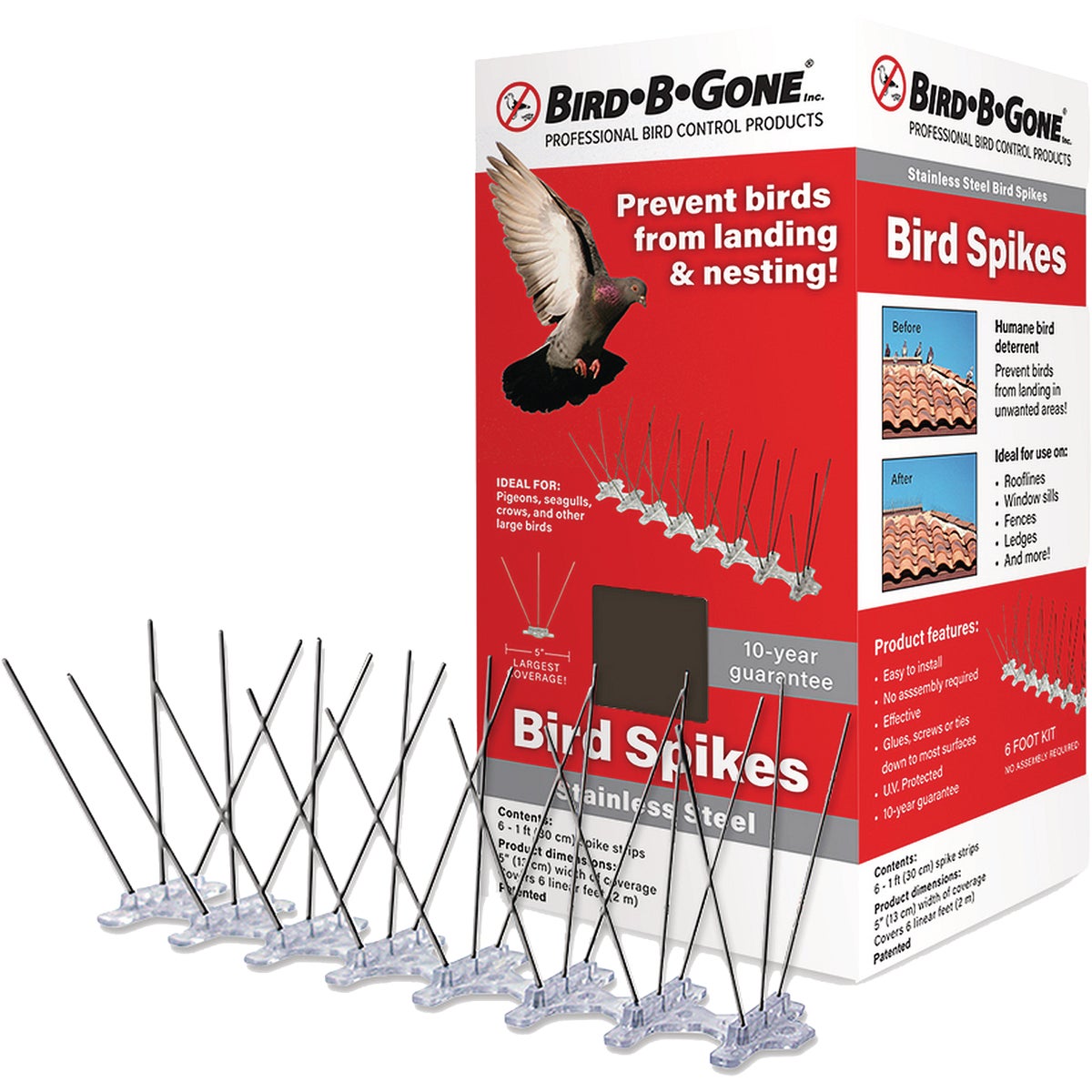 Bird-B-Gone 5 In. x 6 Ft. Stainless Steel Bird Repelling Spikes