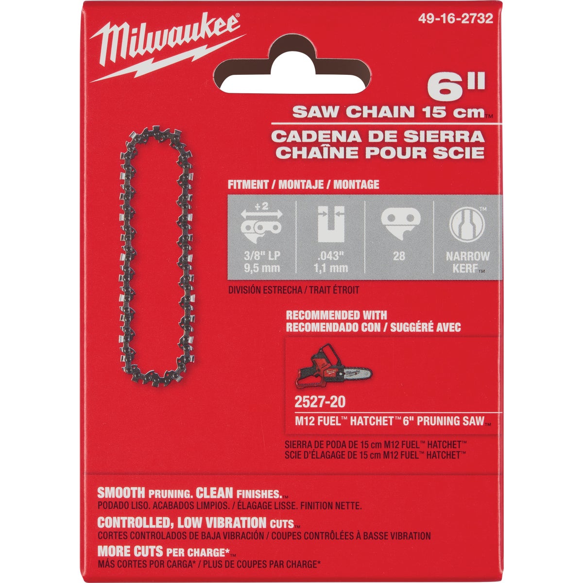 Milwaukee 6 In. 28-Link Pruning Saw Chain Image 3