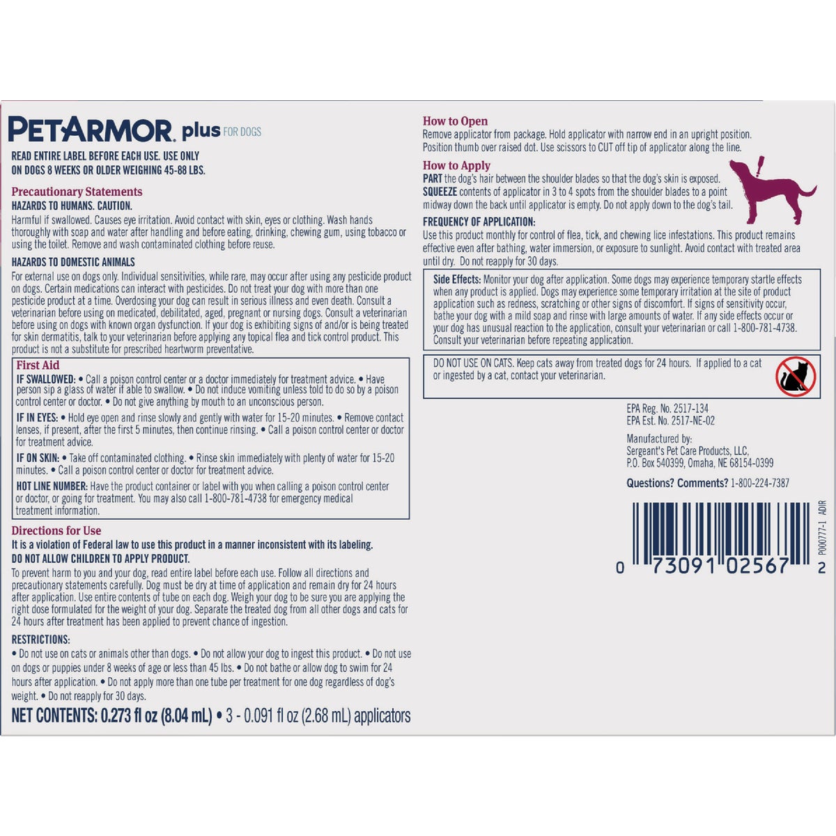 PetArmor Plus For Dogs 45 to 88 Lb. Flea & Tick Topical Treatment (3-Pack) Image 6