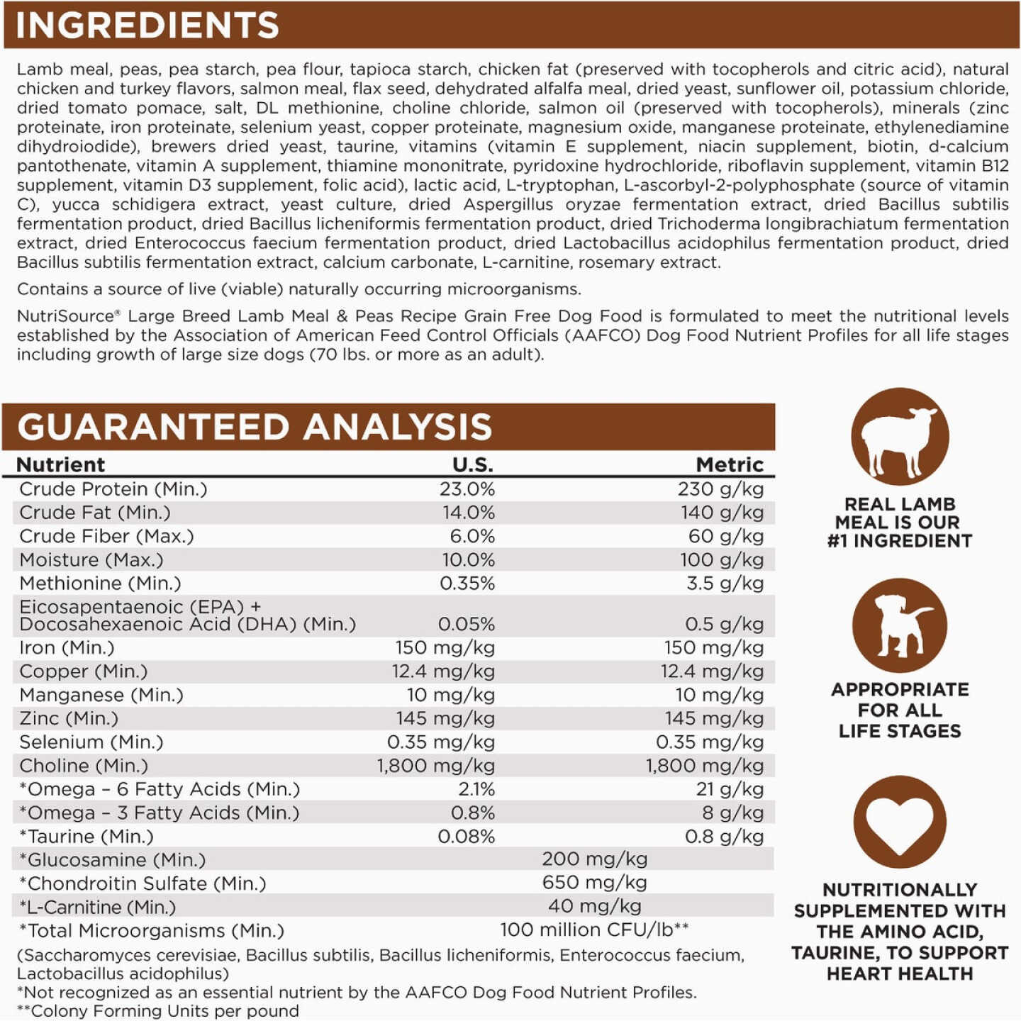 NutriSource 26 Lb. Large Breed Lamb Meal & Peas Recipe Grain Free Dog Food Image 6