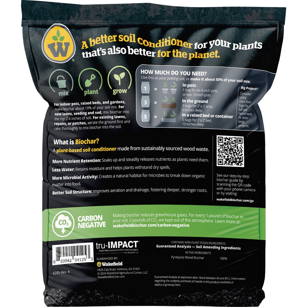 Wakefield Biochar 2 Qt. Premium Plant-Based Soil Conditioner Image 2