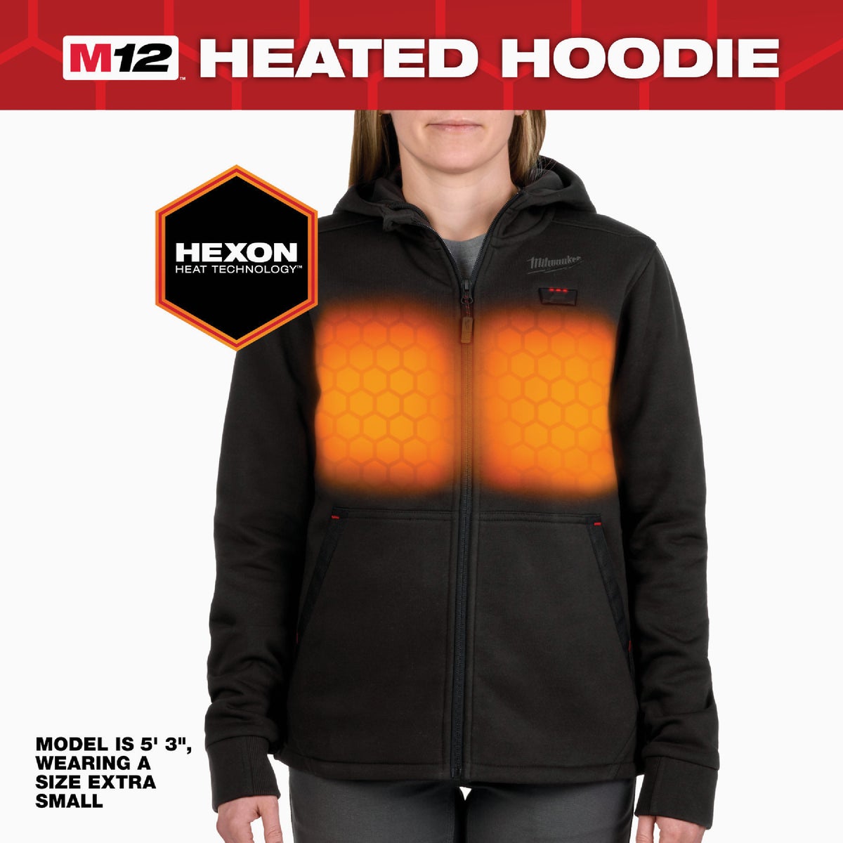 Milwaukee M12 Women's Medium Black Full-Zip Heated Hoodie Kit Image 2