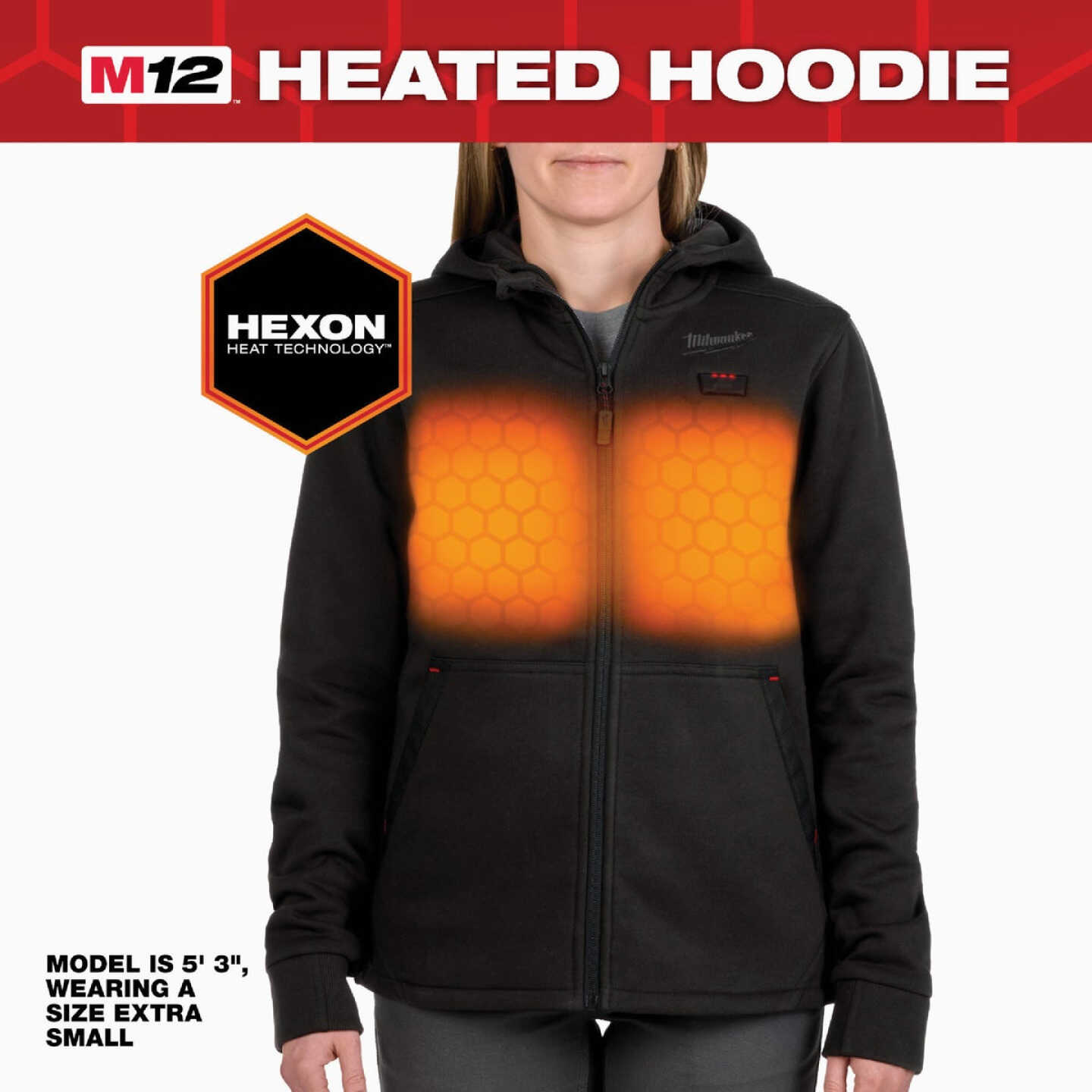 Milwaukee M12 Women's Medium Black Full-Zip Heated Hoodie Kit Image 2