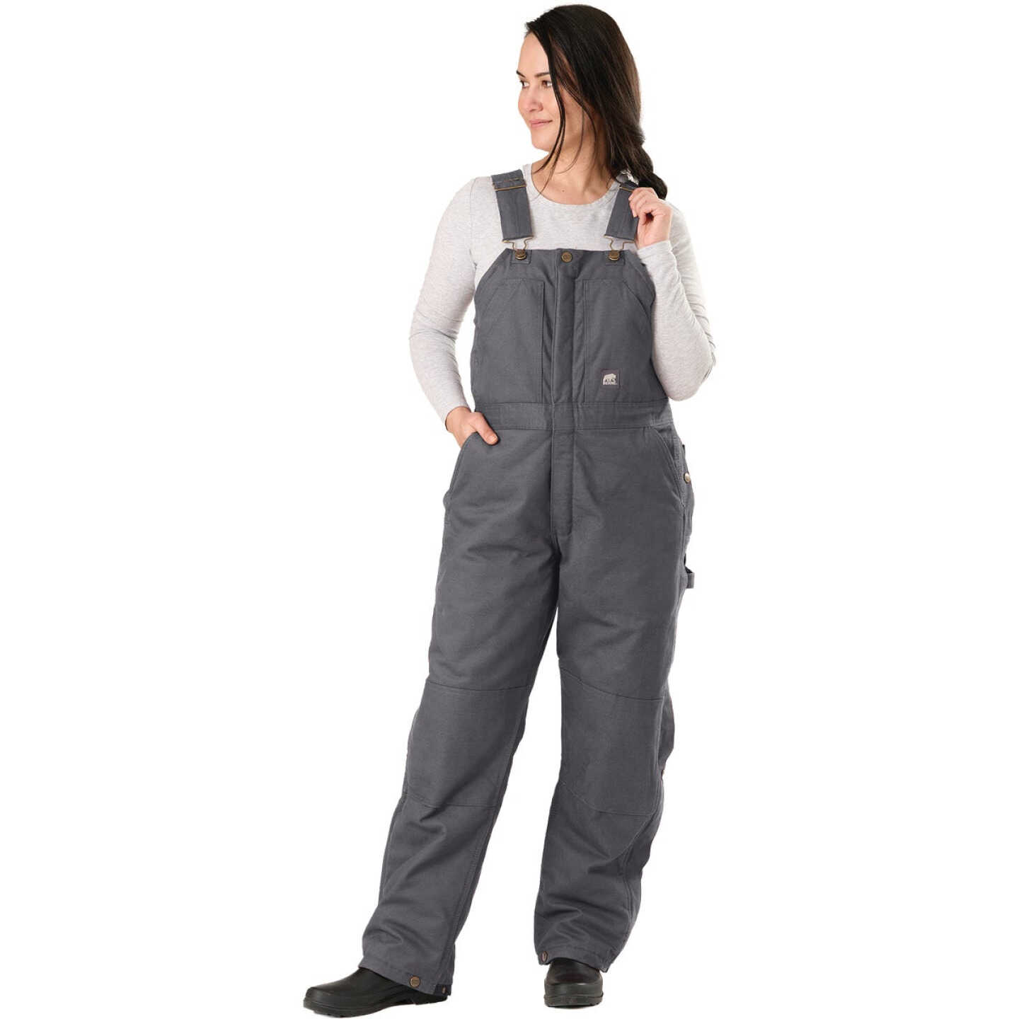 Berne Women's Large Titanium Softstone Duck Insulated Bib Overall Image 1