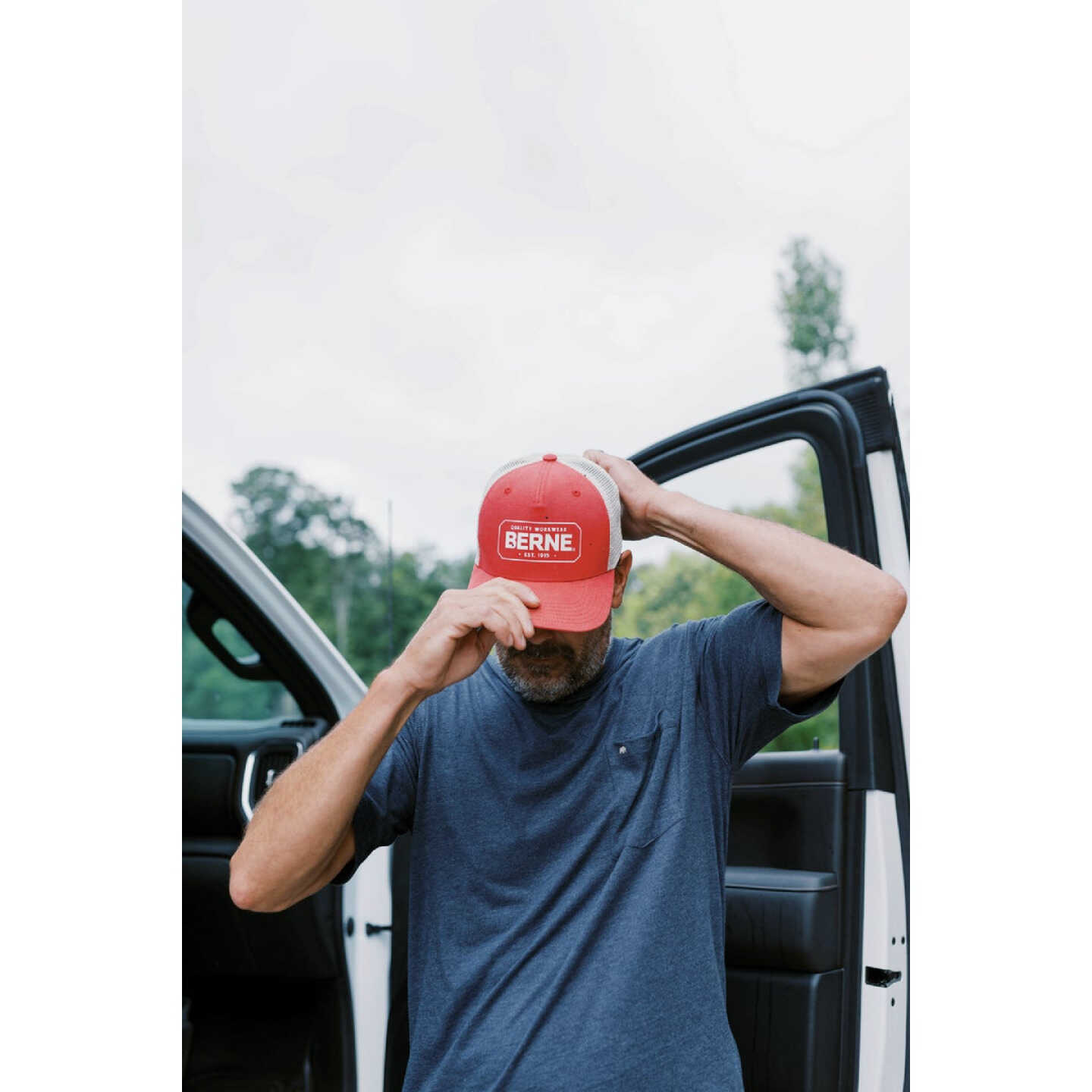 Berne Deep Red Badge Logo Trucker Cap Image 4