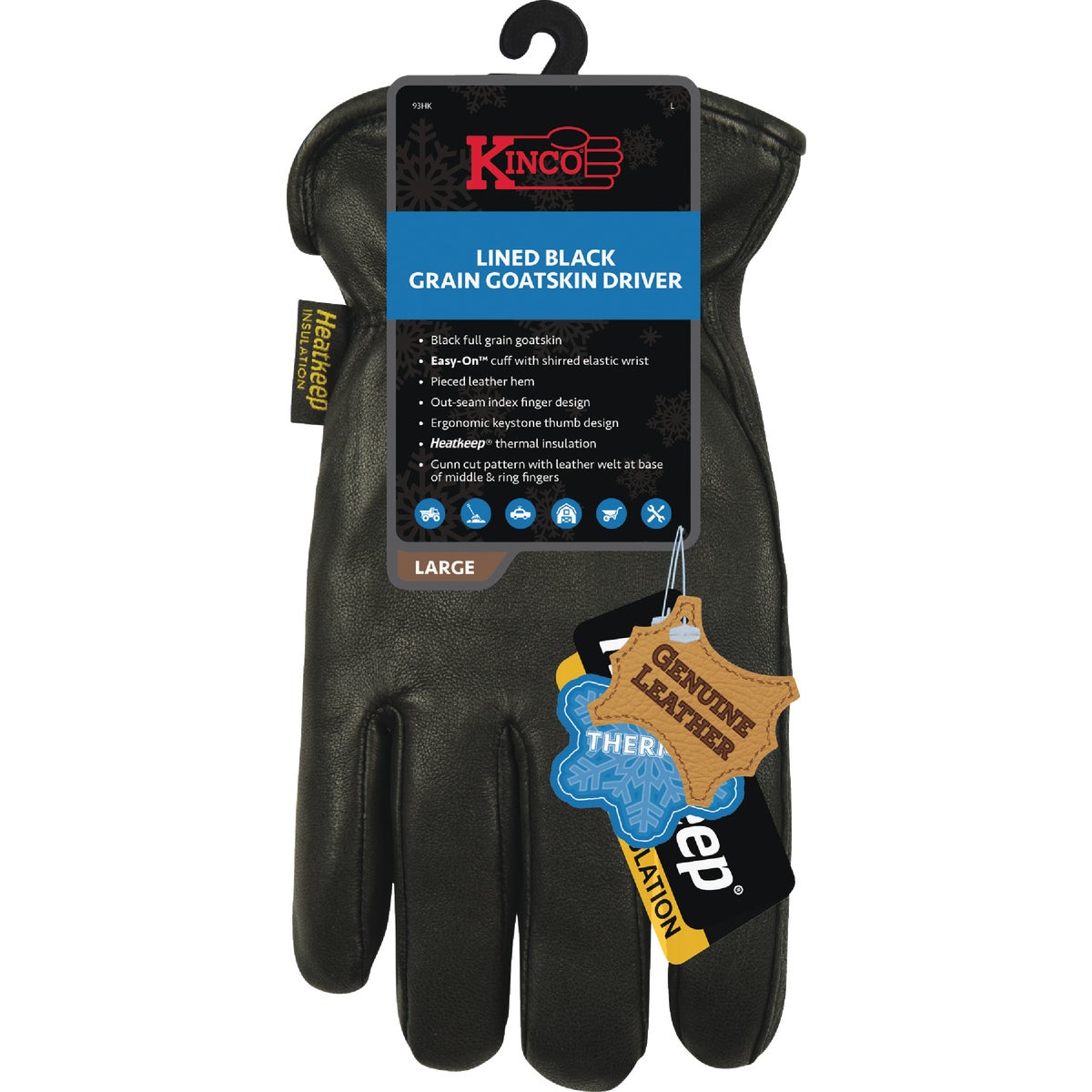 Kinco Men's Large Full Grain Goatskin Thermal Insulated Driver Glove Image 1
