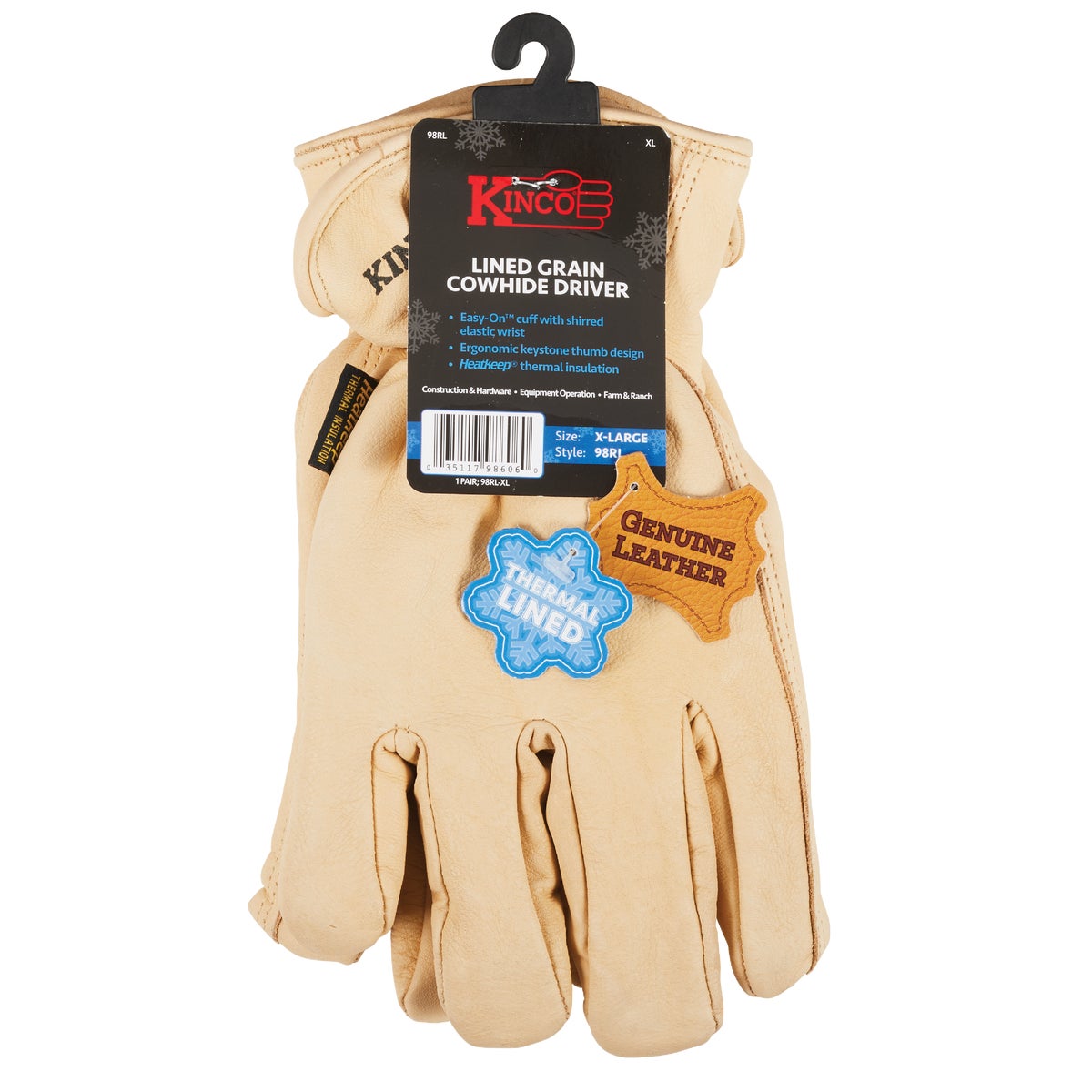 Kinco Men's XL Full Grain Cowhide Thermal Insulated Winter Work Glove Image 2