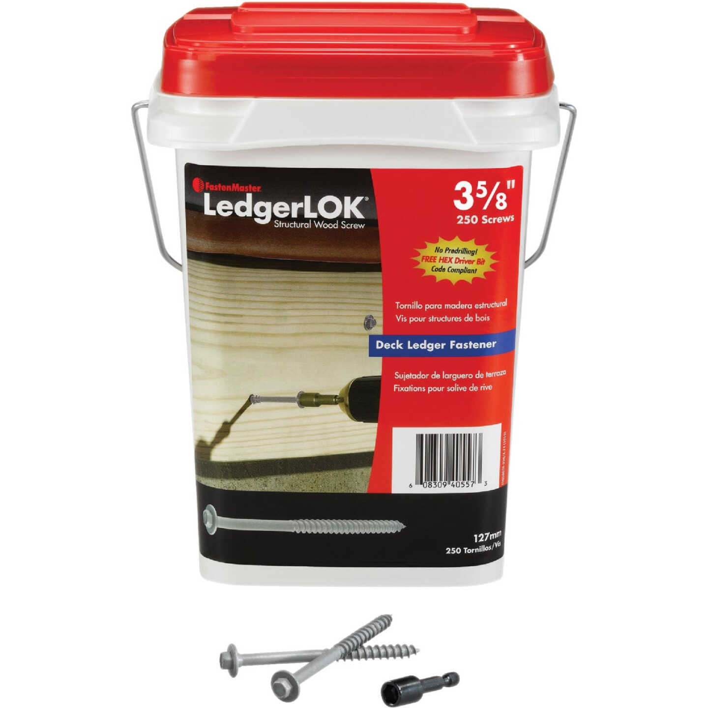 FastenMaster LedgerLok 0.305 In. x 3-5/8 In. Coarse Steel Hex-Head Ledger Board Fasteners (250-Count Box) Image 3