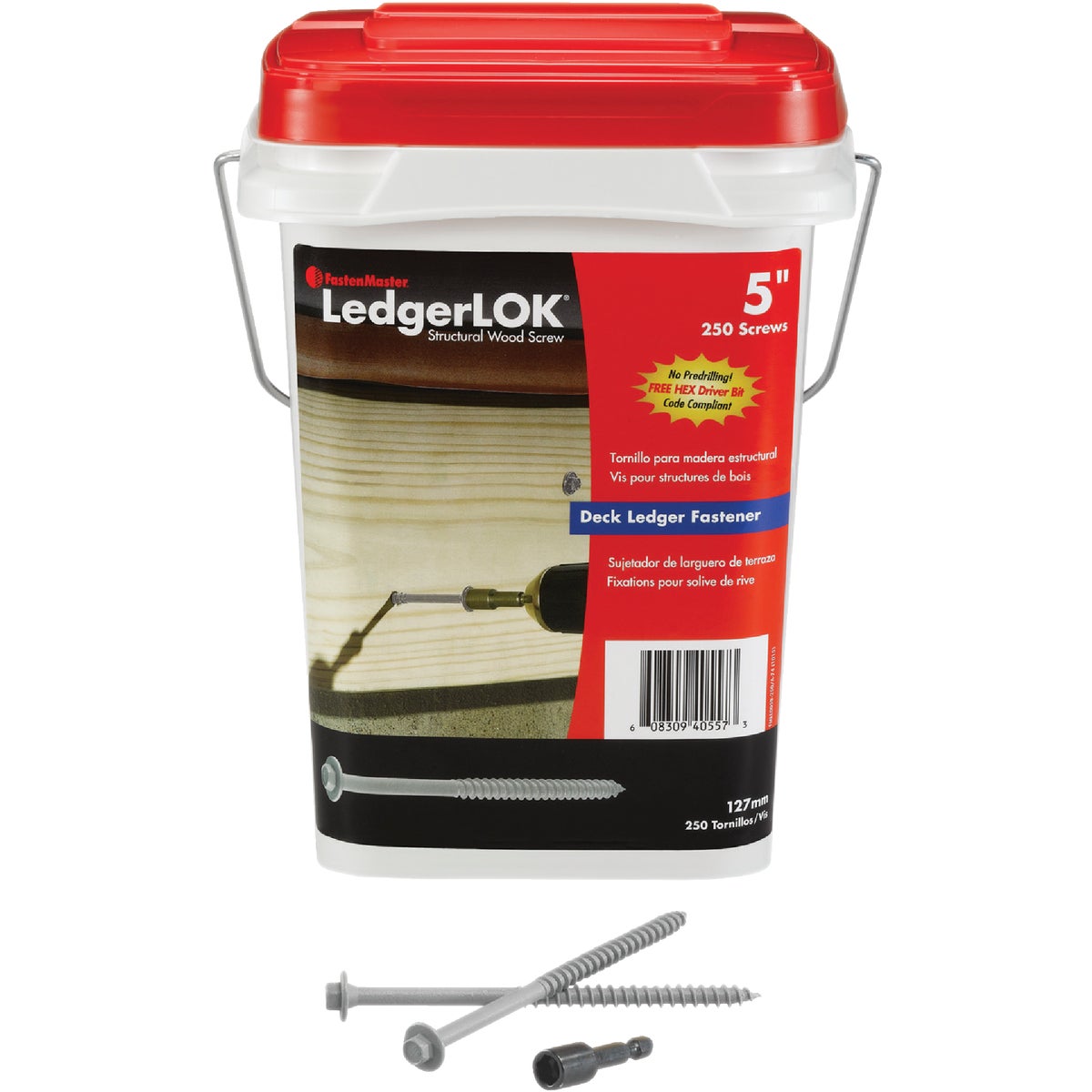 FastenMaster LedgerLok 0.305 In. x 5 In. Coarse Steel Hex-Head Ledger Board Fasteners (250-Count Box) Image 3