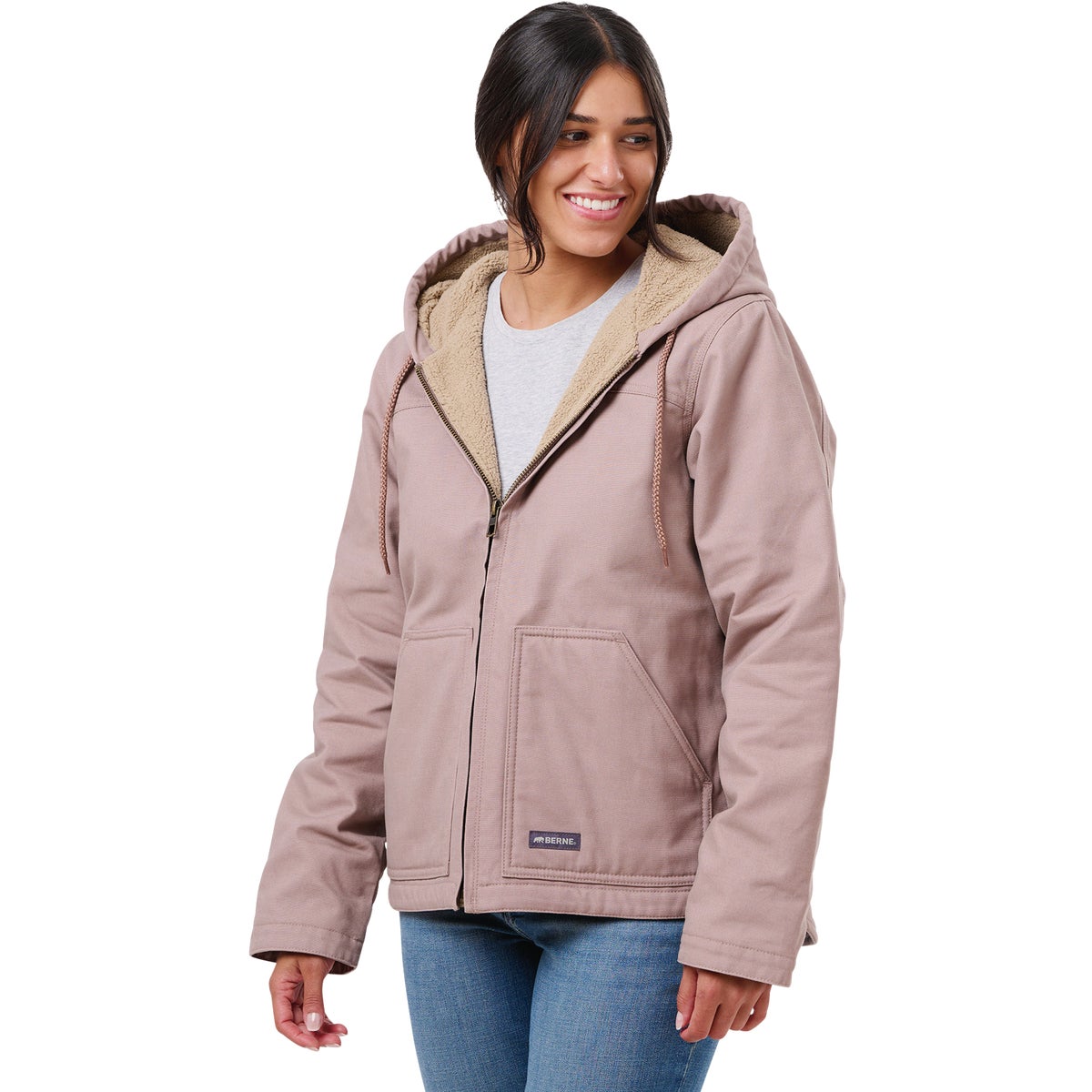 Berne Women's Small Antler Sherpa-Lined Softstone Duck Hooded Jacket