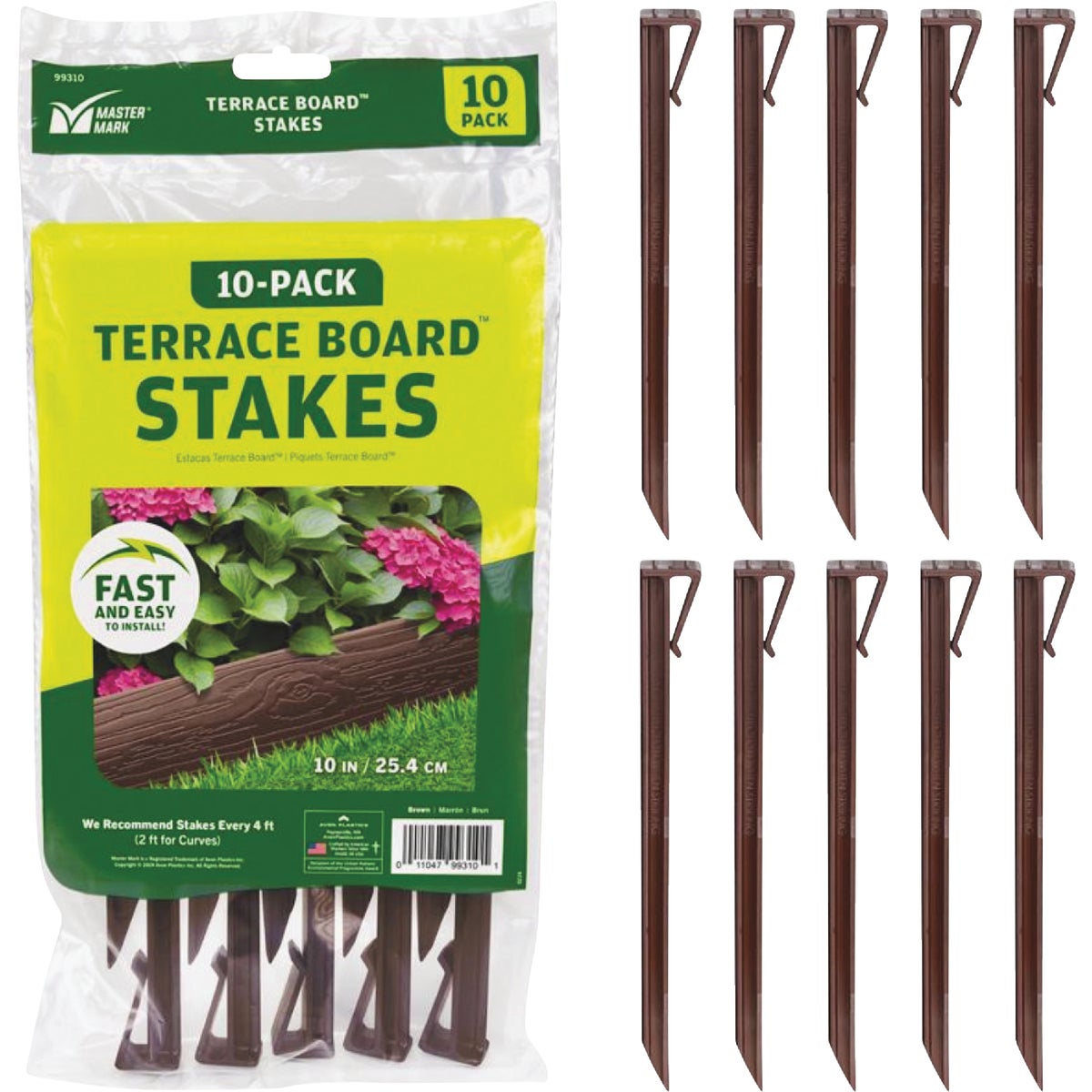 Master Mark 10 In. Brown Terrace Board Edging Stakes (10-Pack)