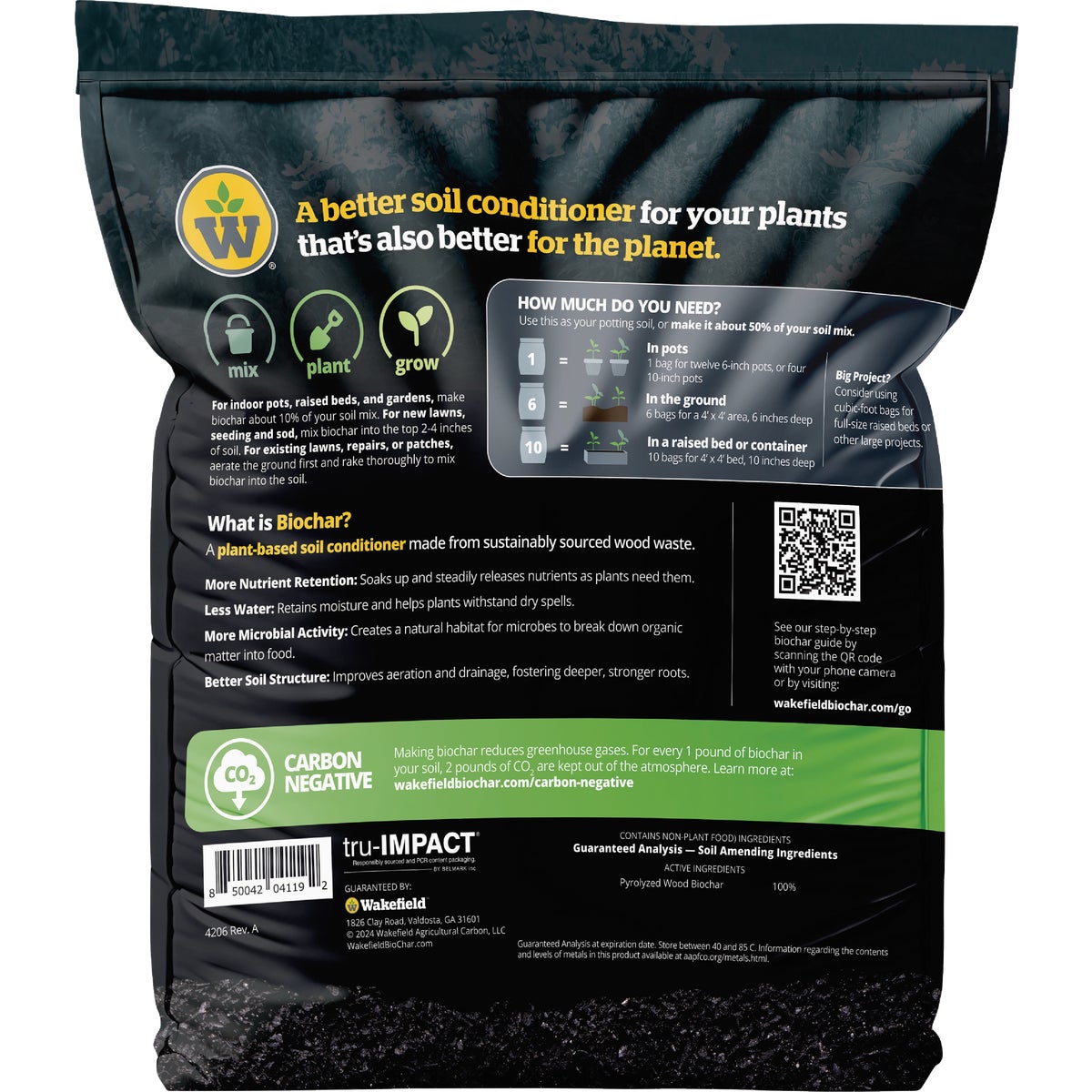 Wakefield Biochar 4 Qt. Premium Plant-Based Soil Conditioner Image 2