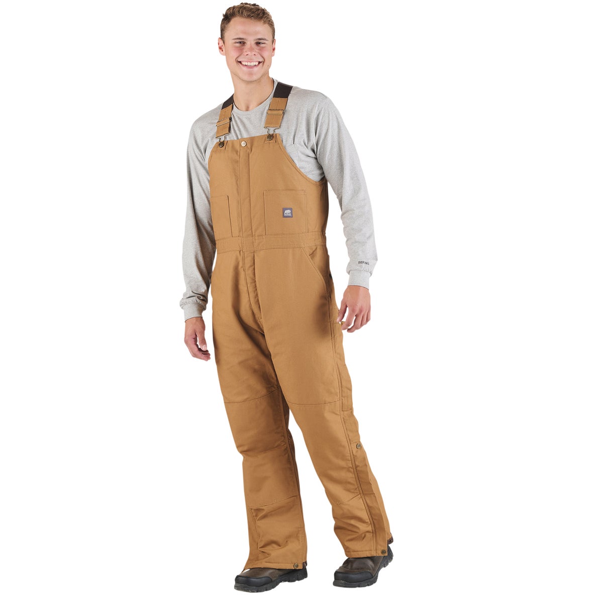 Berne Men's Large Brown Duck Heritage Insulated Bib Overalls