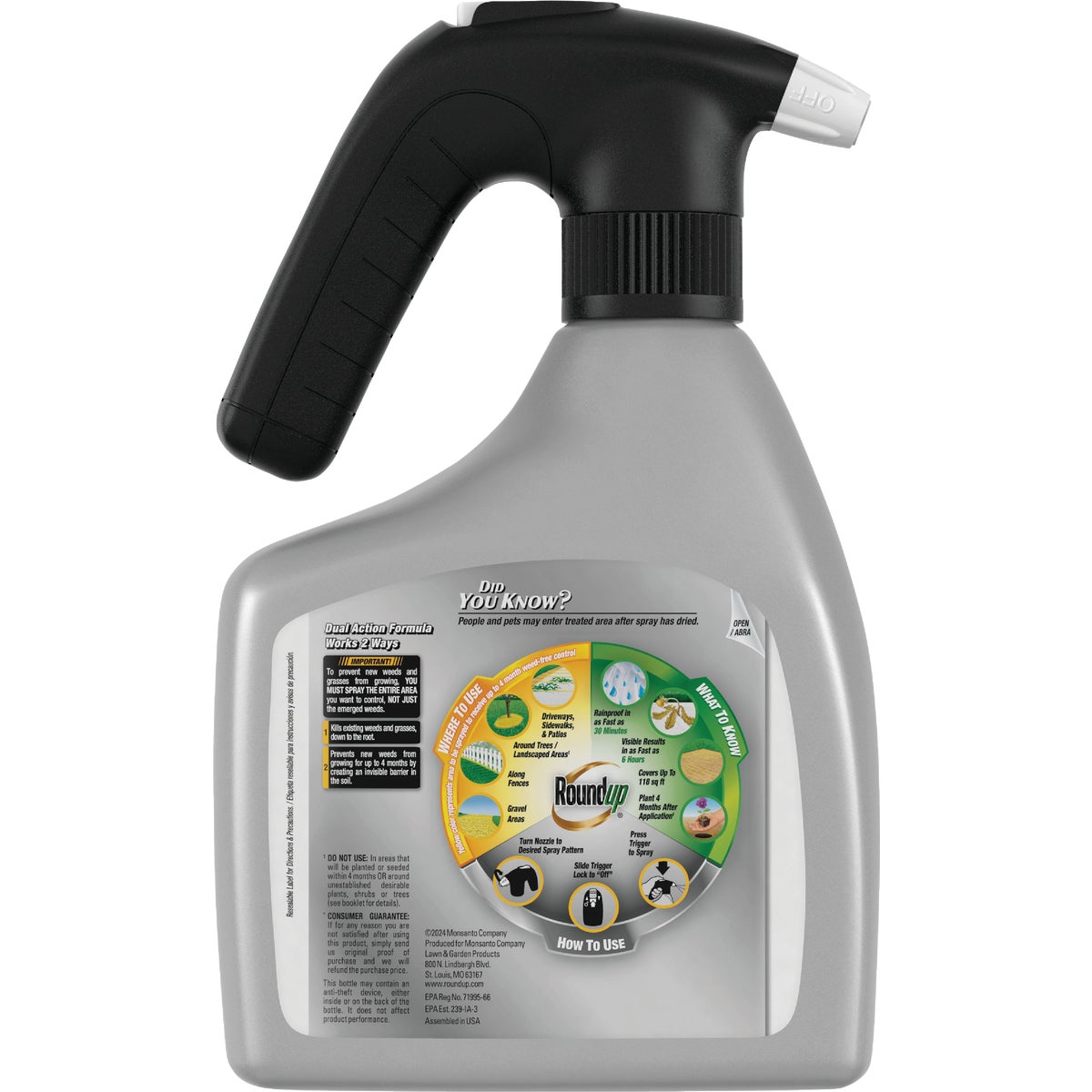 Roundup 1.5L Dual Action Ready To Use Quickhand Weed & Grass Killer Plus 4 Month Preventer Image 2