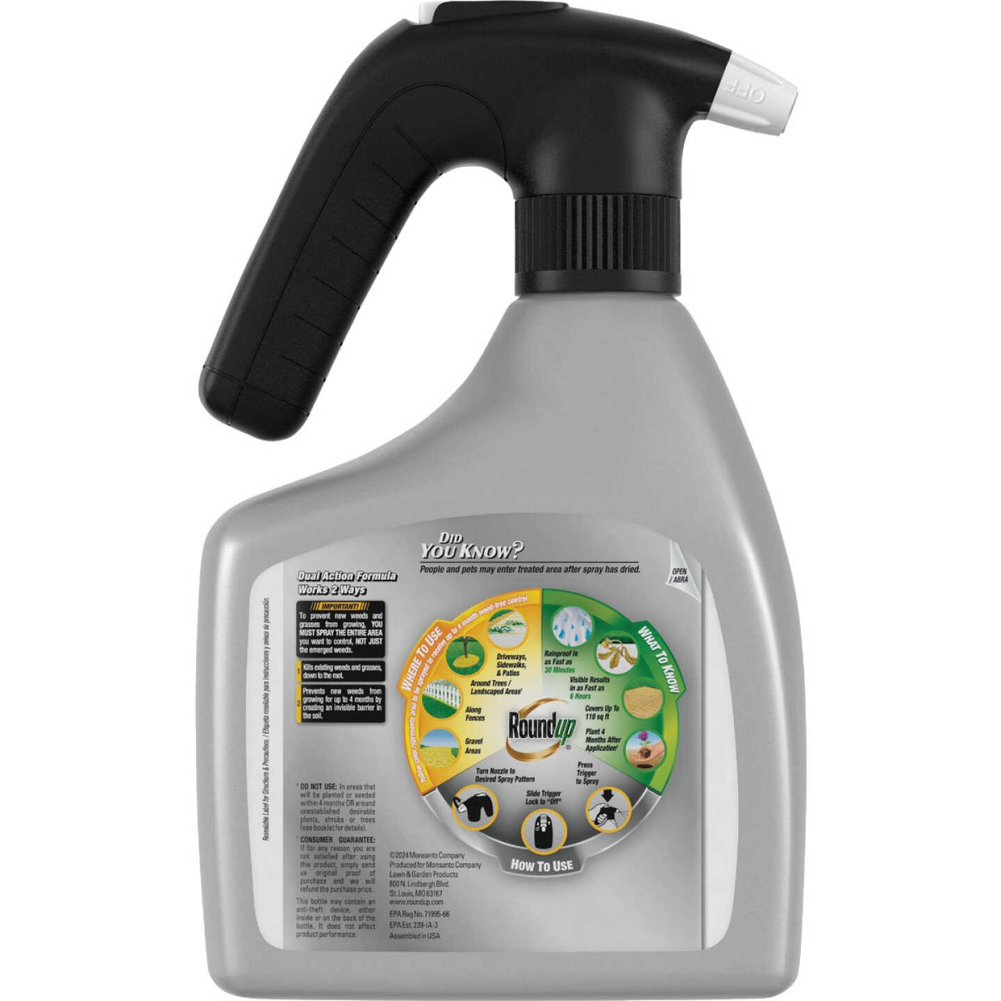 Roundup 1.5L Dual Action Ready To Use Quickhand Weed & Grass Killer Plus 4 Month Preventer Image 2