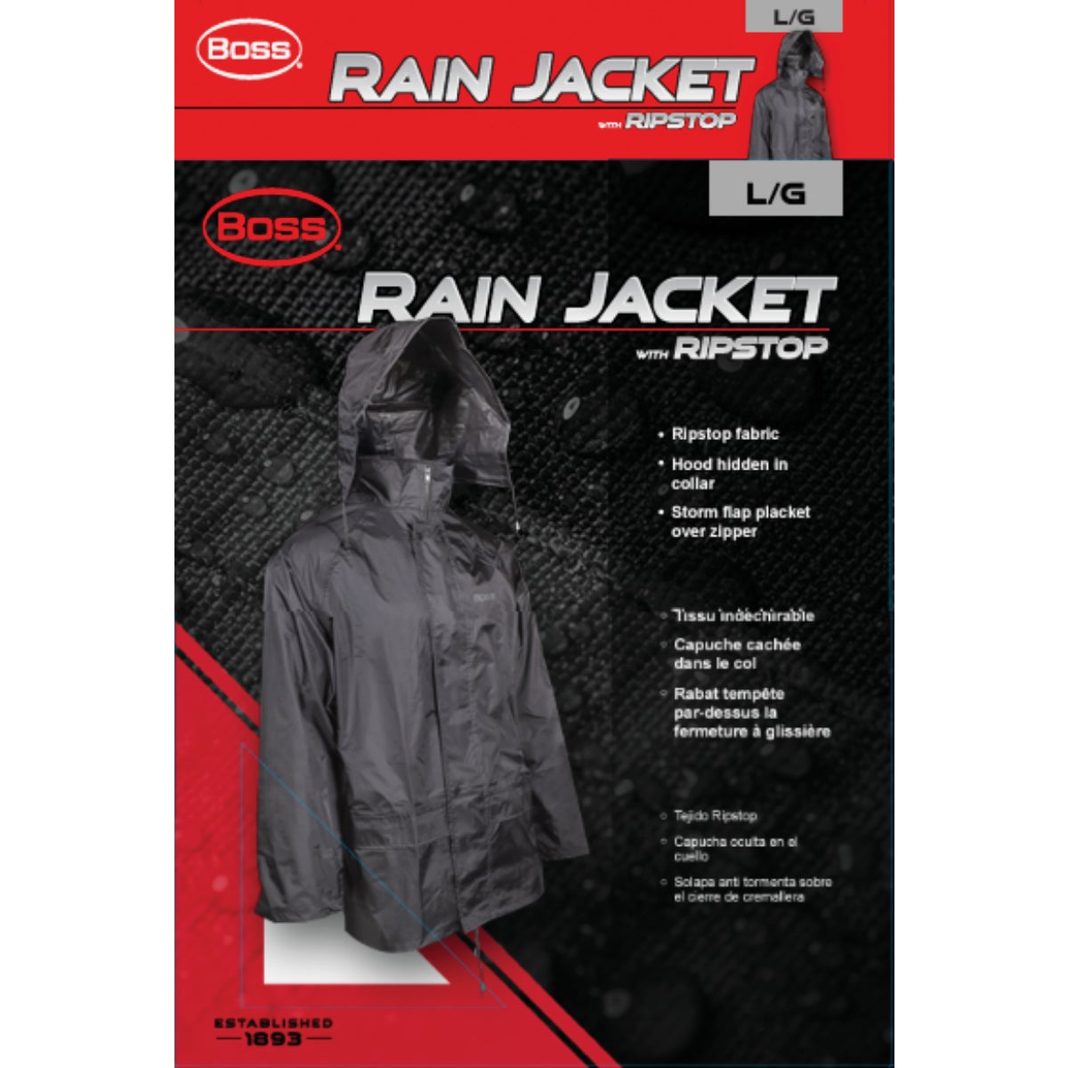 Boss Large Nylon Ripstop Rain Jacket Image 2