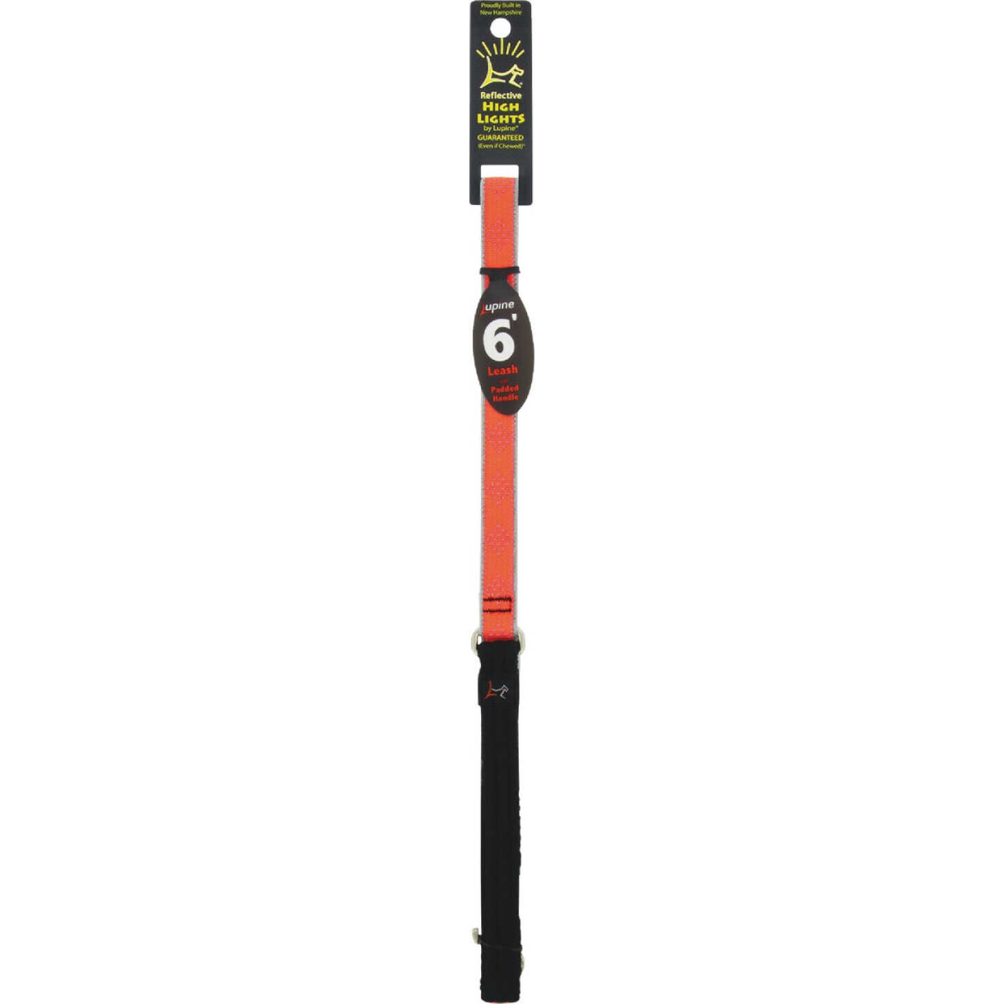 Lupine 3/4 In. x 6 Ft. Reflective Orange Diamond Dog Leash Image 1