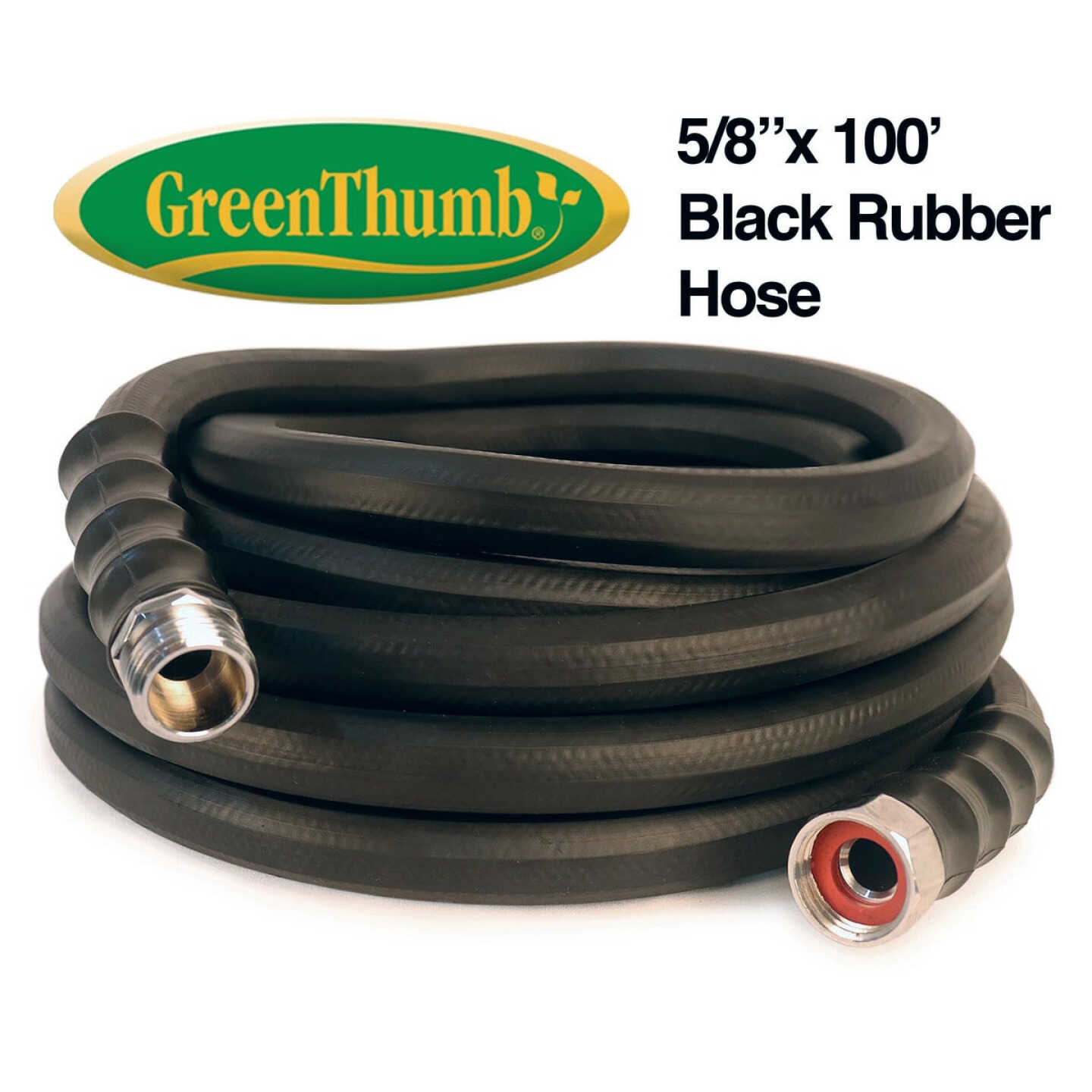 Green Thumb 5/8 In. Dia. x 100 Ft. Black Rubber Hot Water Garden Hose Image 1