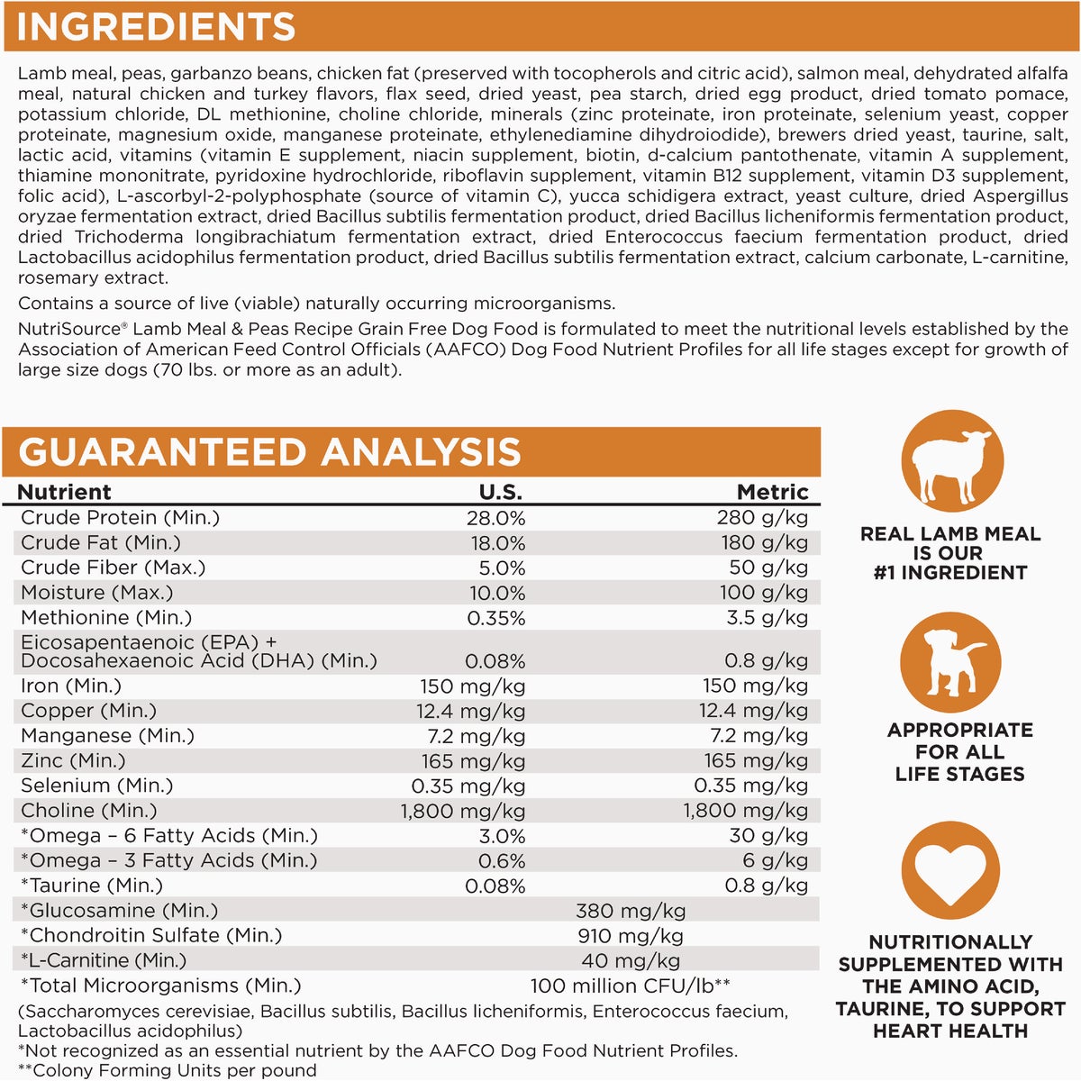 NutriSource 26 Lb. Lamb Meal & Peas Recipe Grain Free Dog Food Image 2
