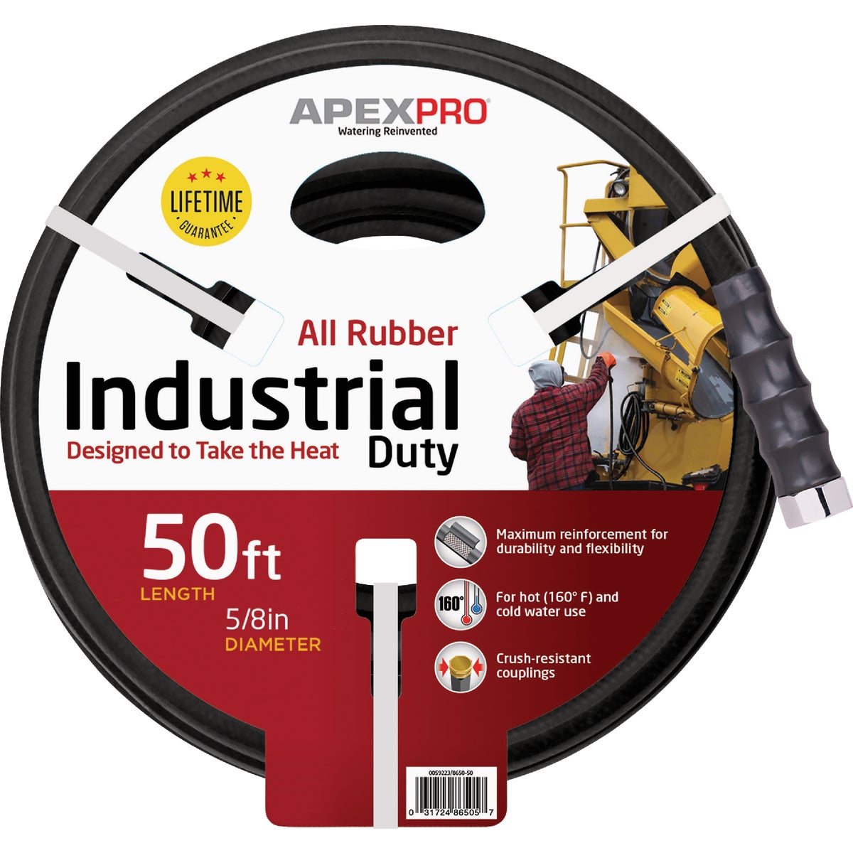 Apex PRO 5/8 In. Dia. x 50 Ft. Black Rubber Hot Water Garden Hose