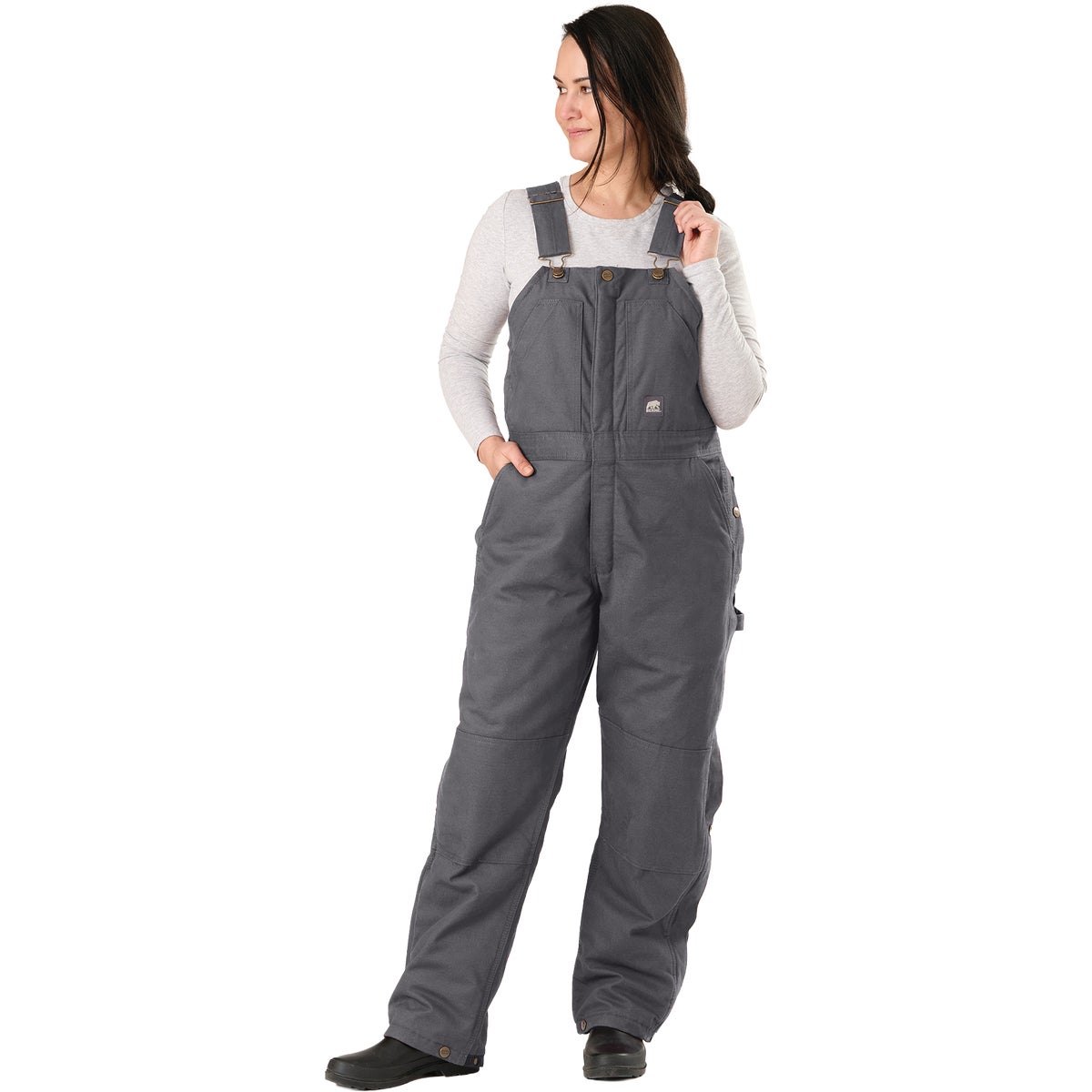 Berne Women's XL Titanium Softstone Duck Insulated Bib Overall
