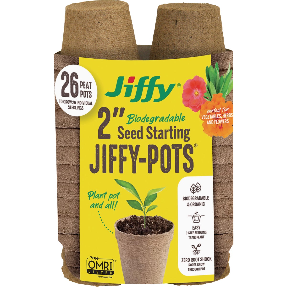 Jiffy 2.25 In. Biodegradable Seed Starting Pot (26-Pack)