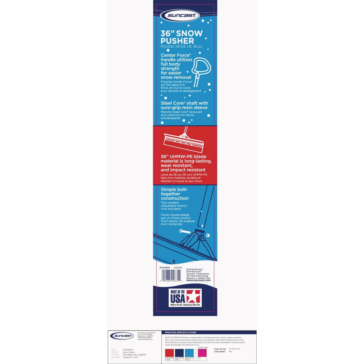 Suncast 36 In. Ultra High Molecular Weight Steel & Resin Snow Pusher Image 5