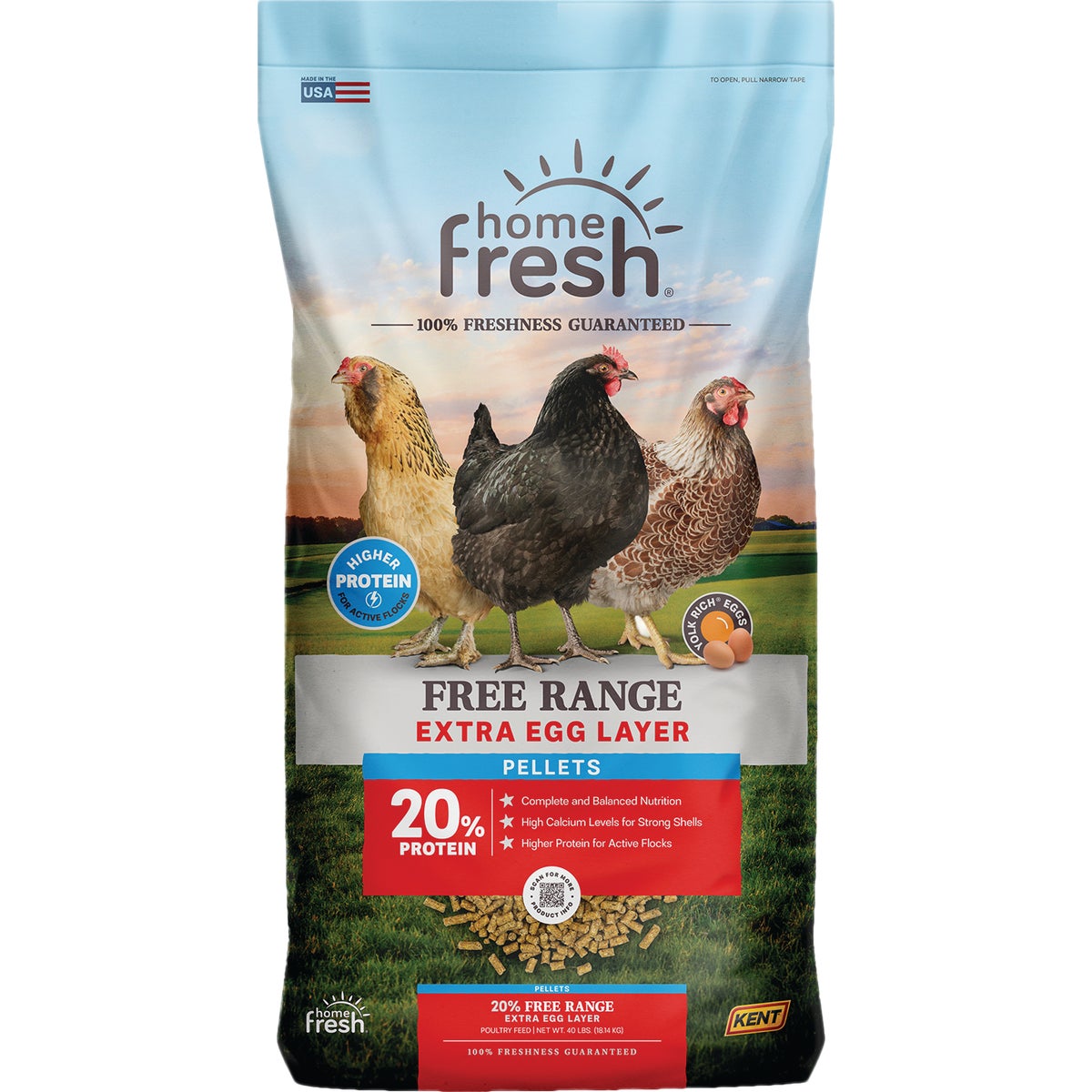 Kent Home Fresh Extra Egg Layer Free Range 40 Lb. Pellet Feed
