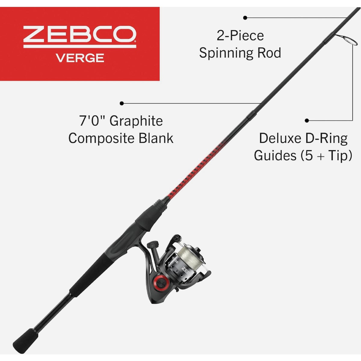 Zebco Verge 7 Ft. Graphite Fishing Rod & Medium Spinning Reel Image 2