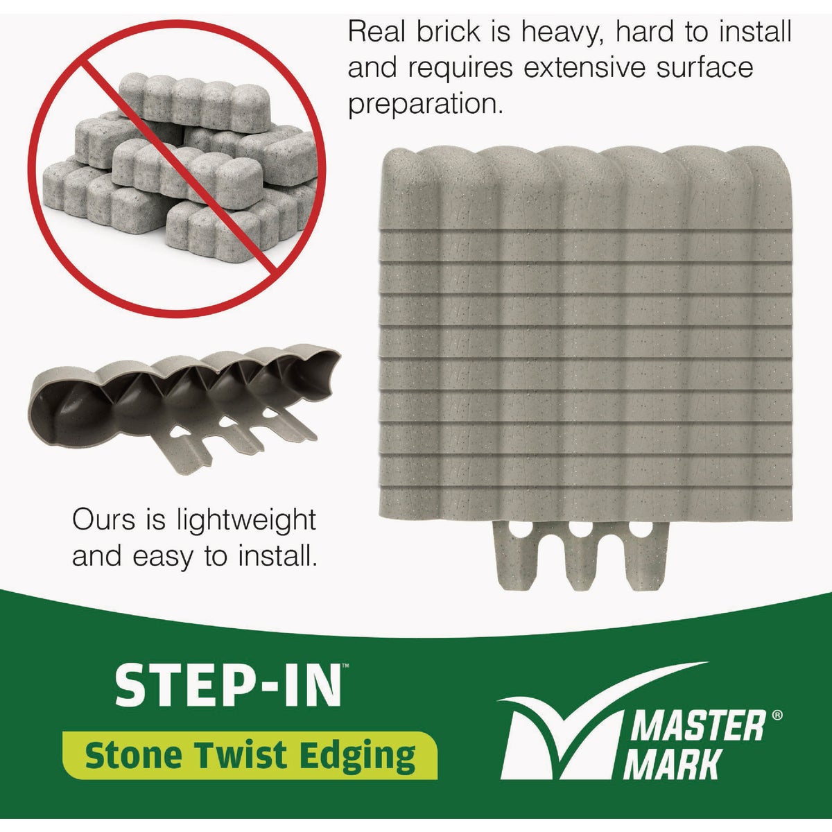 Master Mark Step-In 2.5 In. x 10 Ft. Stone Twist Gray Plastic Landscape Edging Image 5