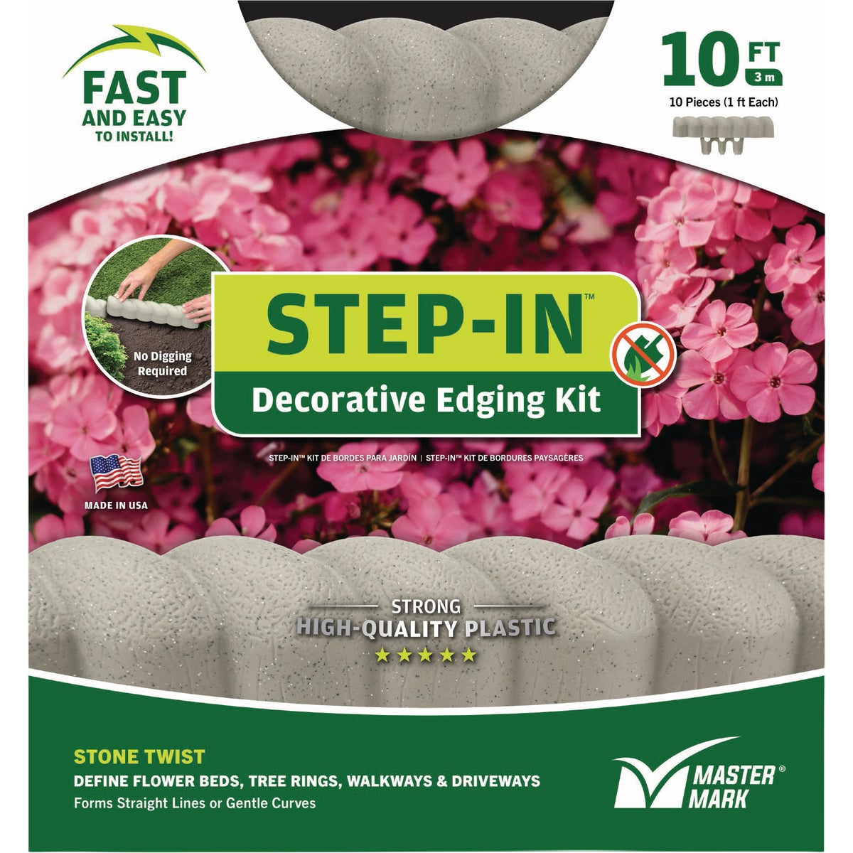 Master Mark Step-In 2.5 In. x 10 Ft. Stone Twist Gray Plastic Landscape Edging Image 6