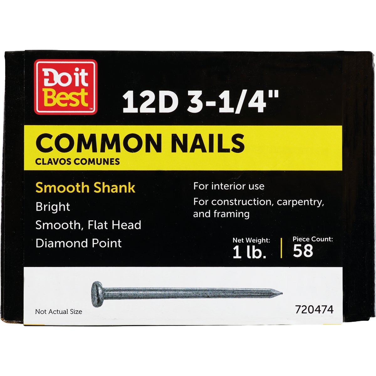 Do it 12d x 3-1/4 In. 9 ga Bright Common Nails (61-Count, 1 Lb.) Image 1