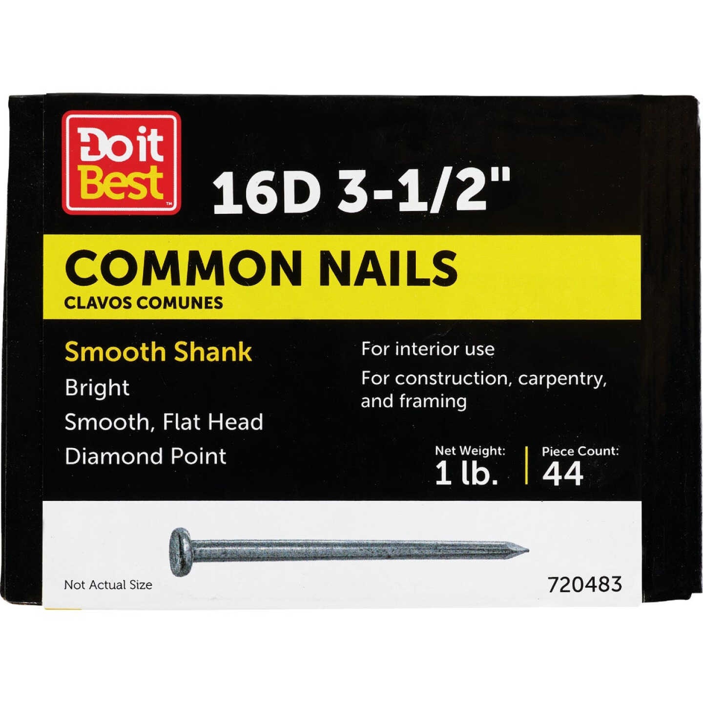 Do it 16d x 3-1/2 In. 8 ga Bright Common Nails (47-Count, 1 Lb.) Image 1