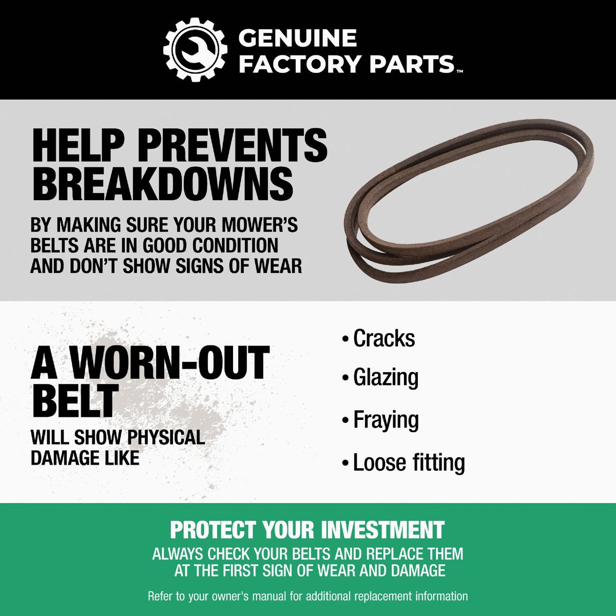 Genuine Factory Parts 38, 42 & 46 In. Deck Drive Belt For 6 & 7-Speed Lawn Tractors Image 3