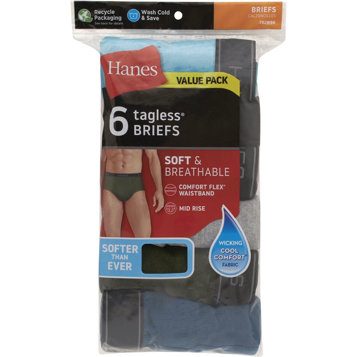 Hanes Men's L Dyed Cotton Briefs (6-Pack)