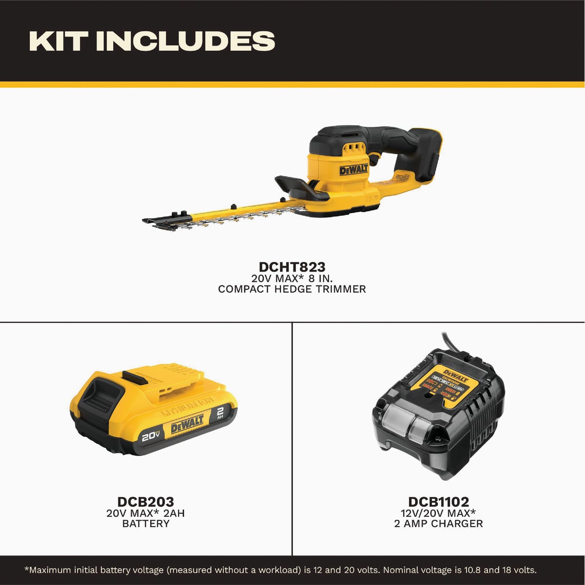 Dewalt 8 In. Compact Hedge Trimmer Kit Image 2