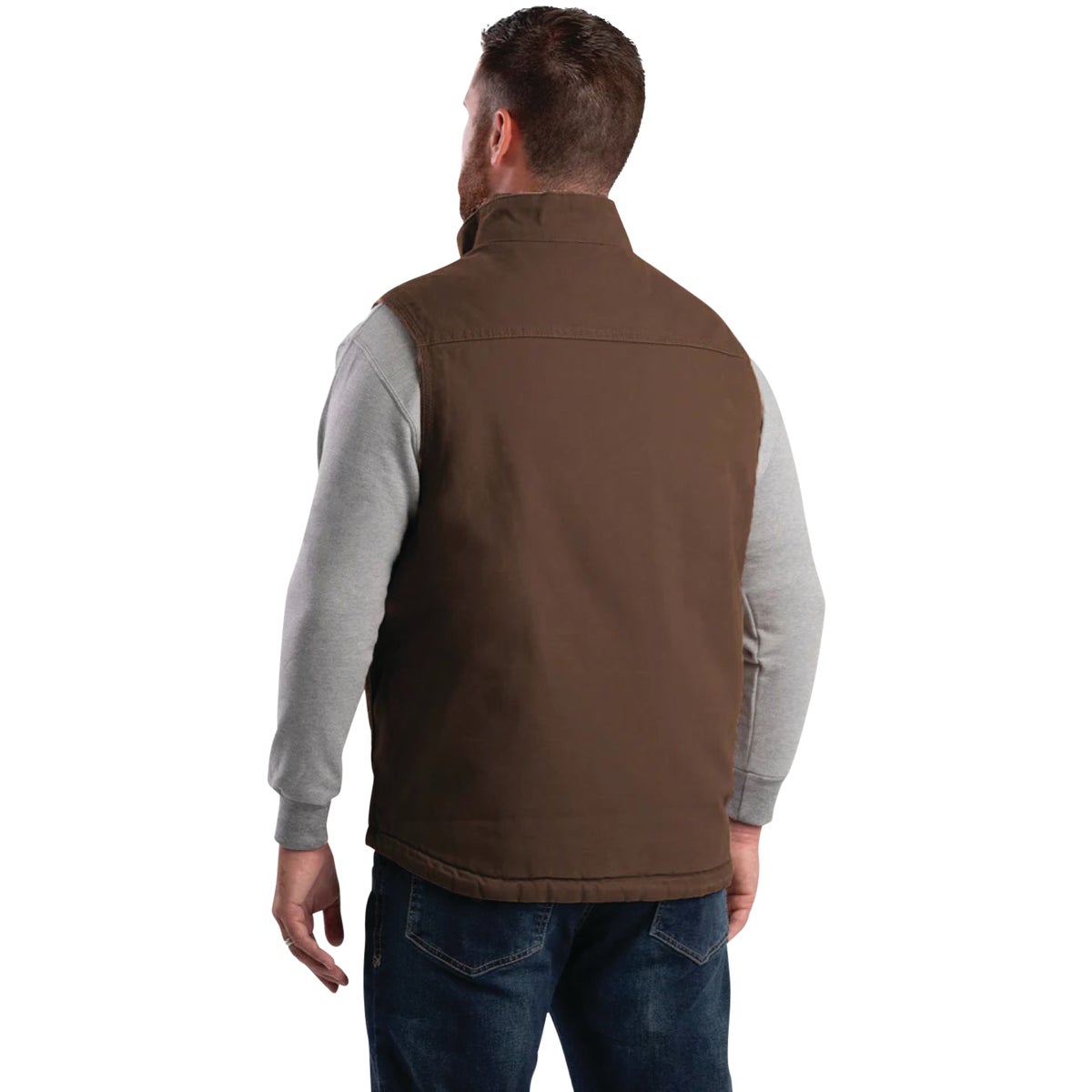 Berne Heartland Men's 2XL Bark Sherpa-Lined Washed Duck Vest Image 5