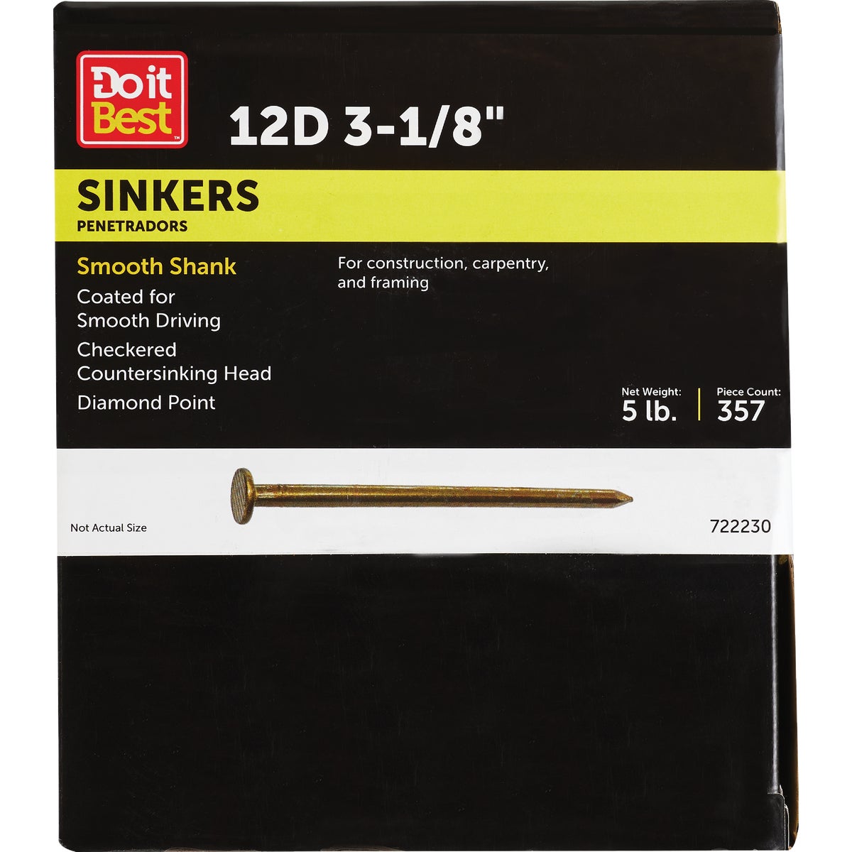 Do it 12d x 3-1/8 In. 10 ga Coated Sinker Framing Nails (405-Count, 5 Lb.)