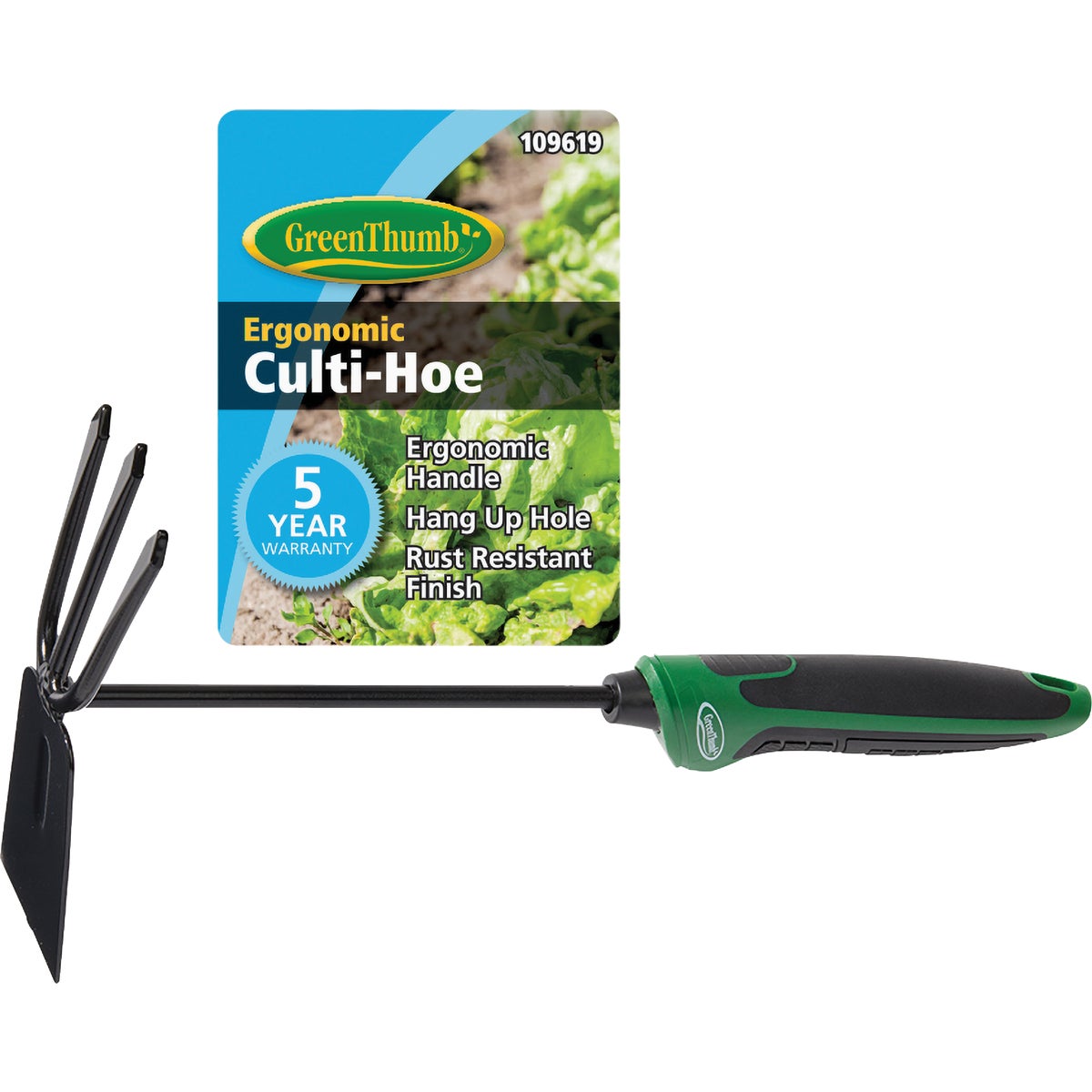 Green Thumb Medium Duty Carbon Steel Cultivator Hoe Image 2